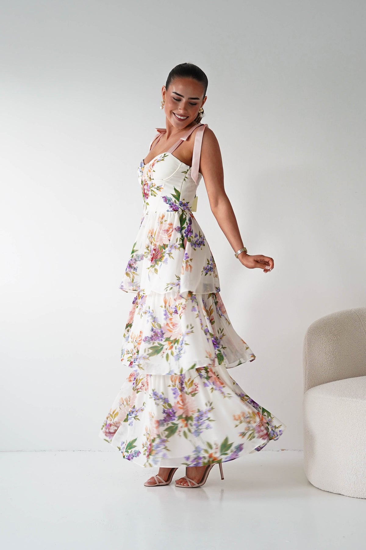 Lauren Floral Print Tiered Maxi Dress | Mixed Print-Oh Hello Clothing