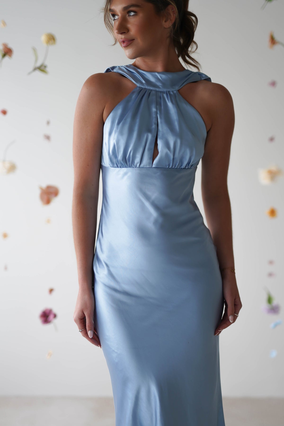 Lauryn Halter Neck Maxi Dress | Light Blue-Oh Hello Clothing