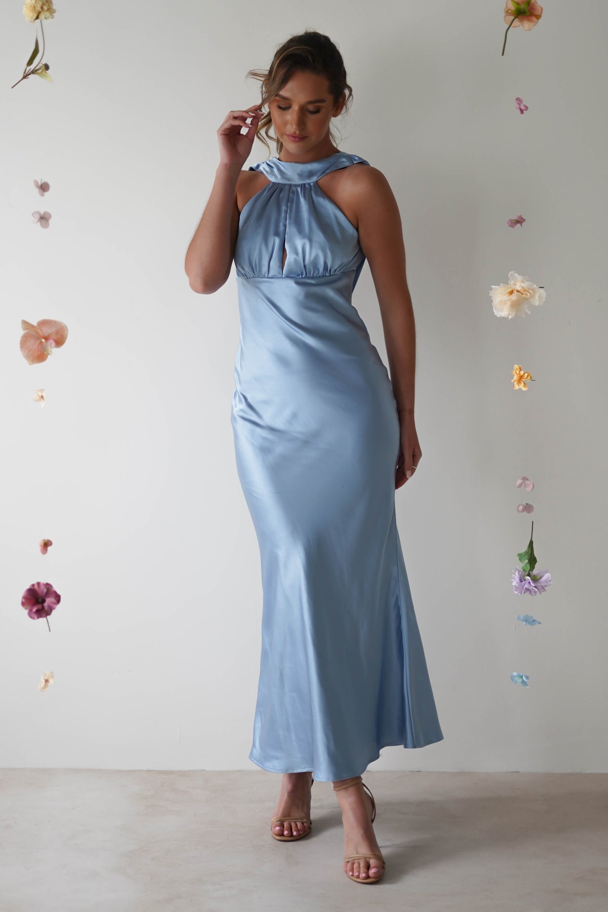 Lauryn Halter Neck Maxi Dress | Light Blue-Oh Hello Clothing