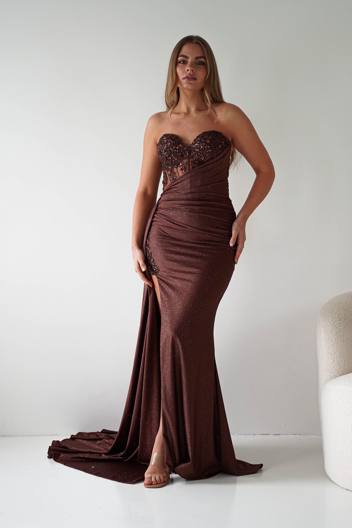 Lavelle Glitter Bodycon Gown | Brown-Oh Hello Clothing