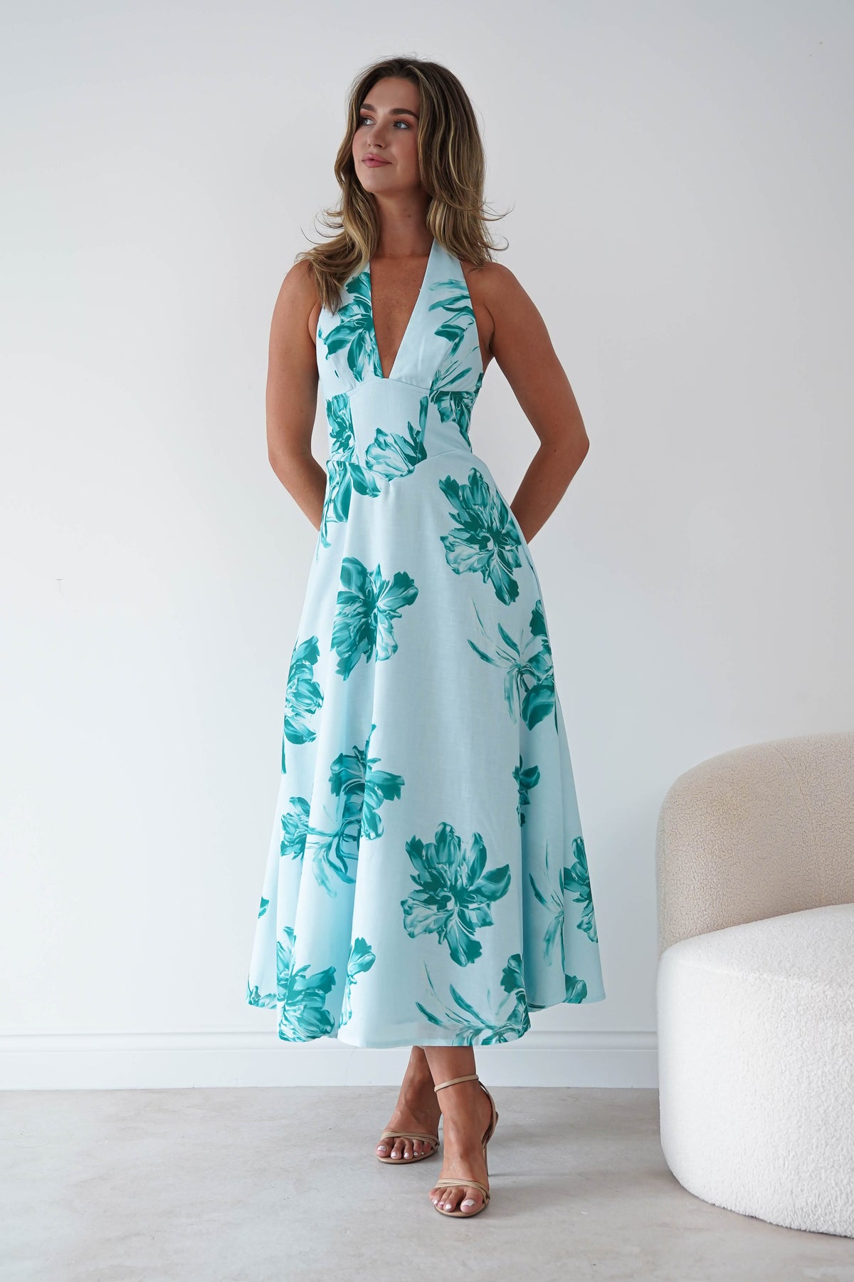 Lea Floral Halterneck Maxi Dress | Mint-Oh Hello Clothing