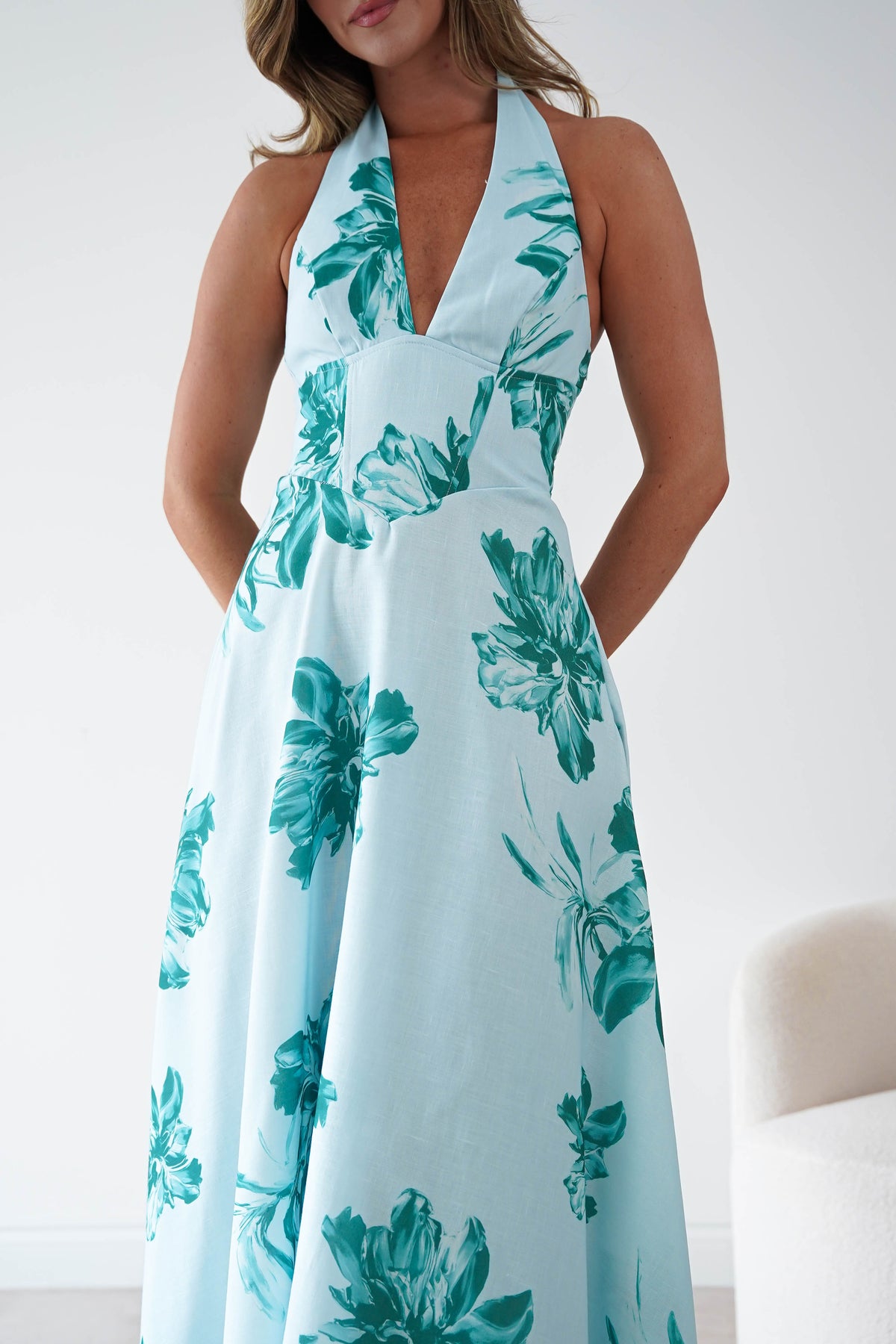 Lea Floral Halterneck Maxi Dress | Mint-Oh Hello Clothing
