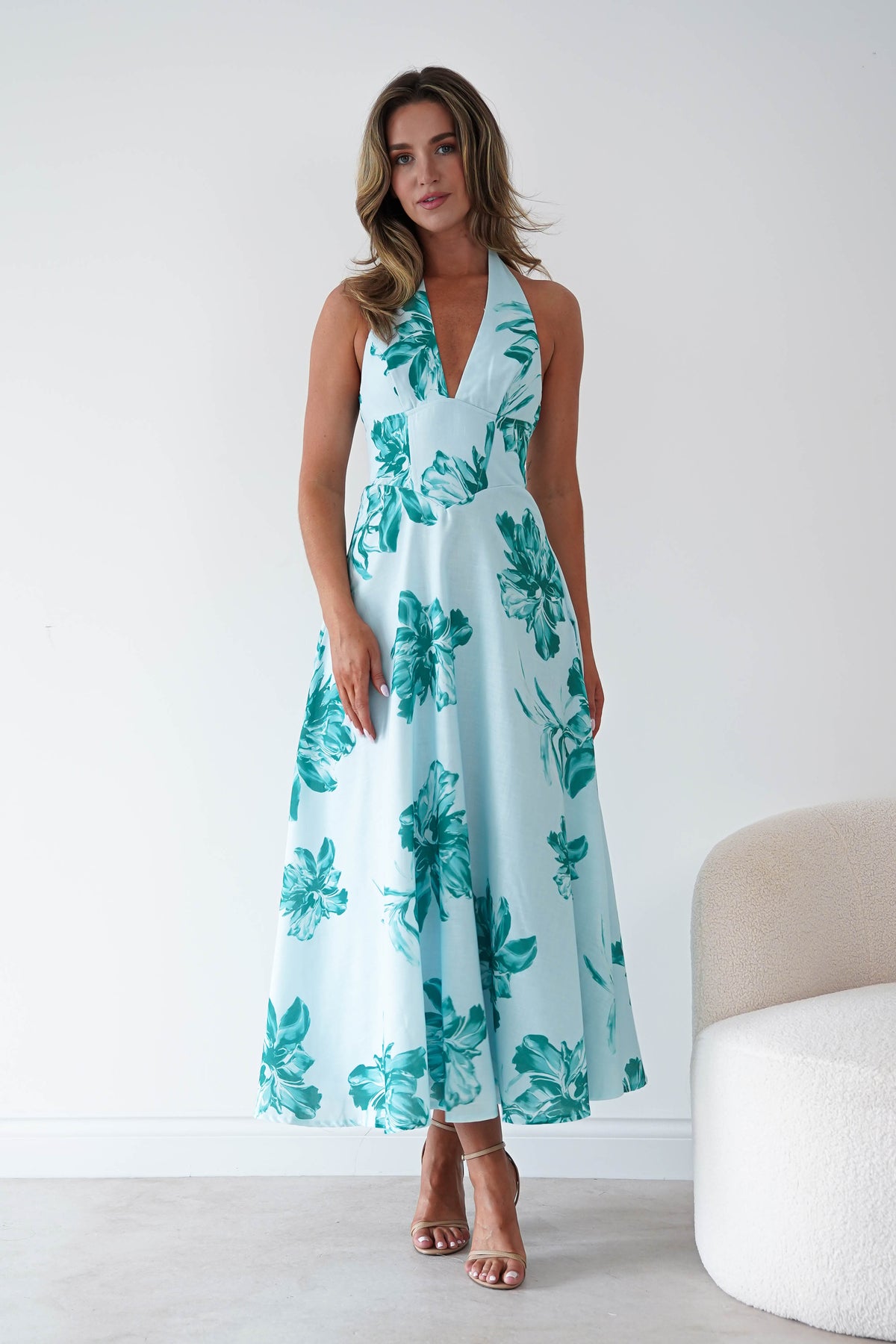 Lea Floral Halterneck Maxi Dress | Mint-Oh Hello Clothing