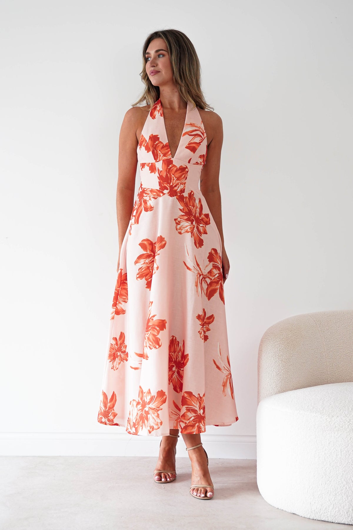 Lea Floral Halterneck Maxi Dress | Orange-Oh Hello Clothing