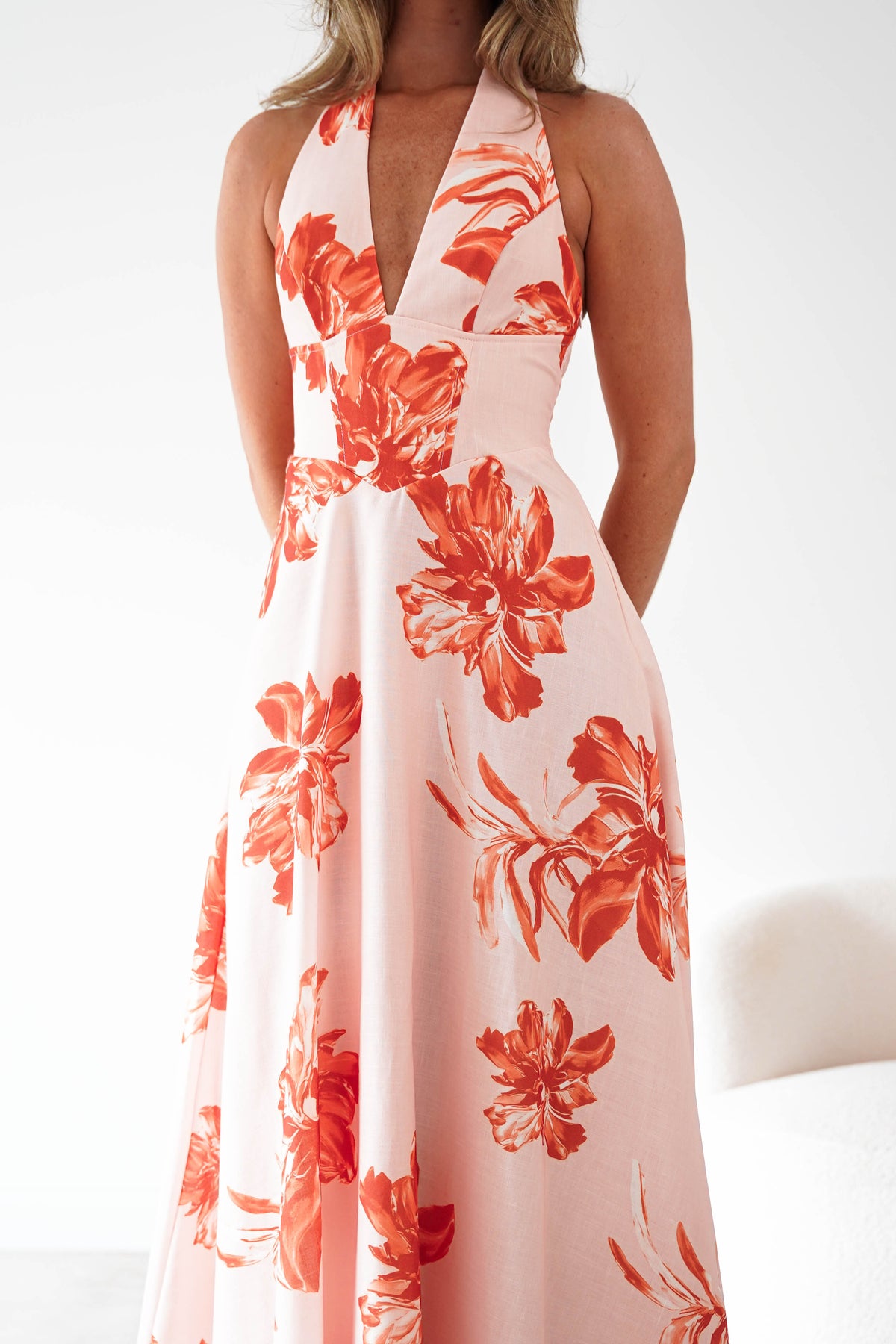 Lea Floral Halterneck Maxi Dress | Orange-Oh Hello Clothing