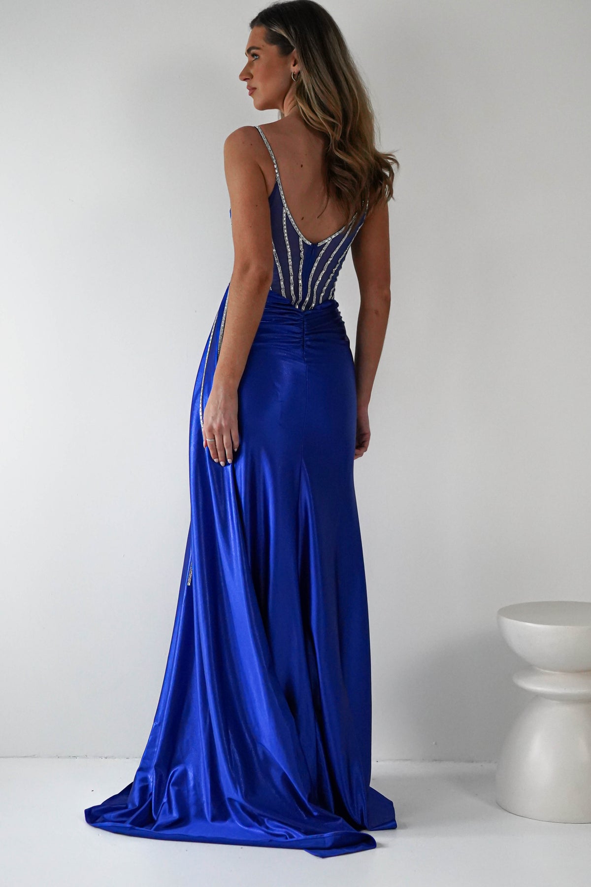 Leonardo Diamante Bodycon Gown | Royal Blue-Oh Hello Clothing