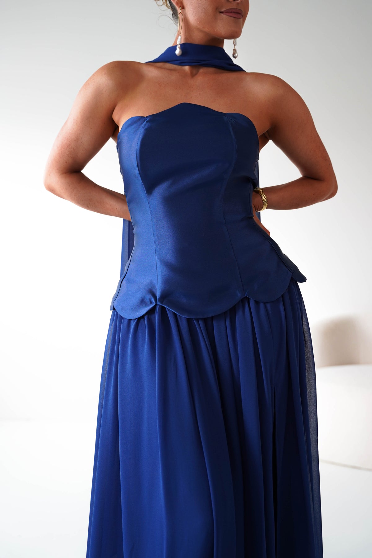 Leonora Strapless Corset Maxi Dress | Navy-Oh Hello Clothing