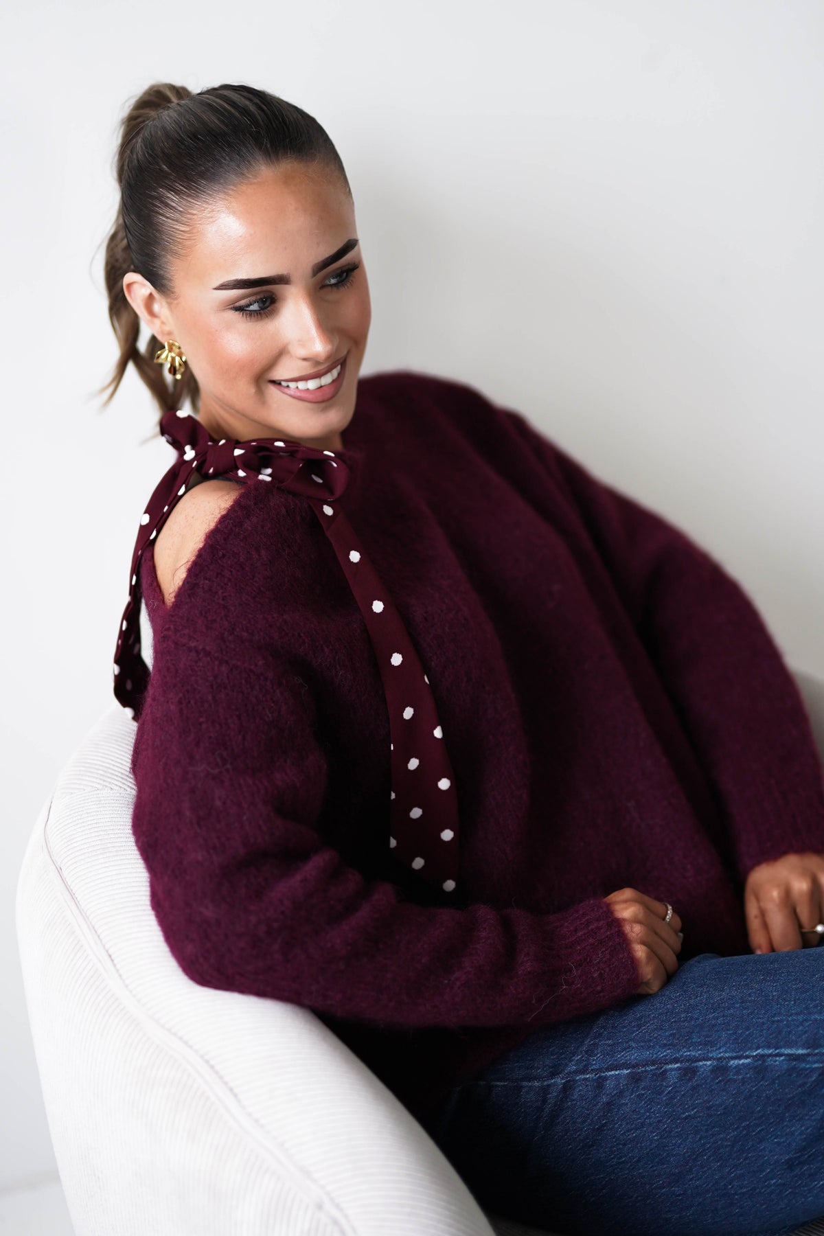 Lillie Bow Detail Jumper | Wine-Oh Hello Clothing
