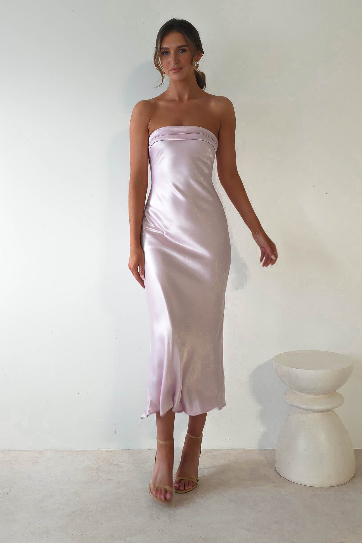 Lucia Soft Satin Slip Midi Dress | Pastel Pink-Oh Hello Clothing