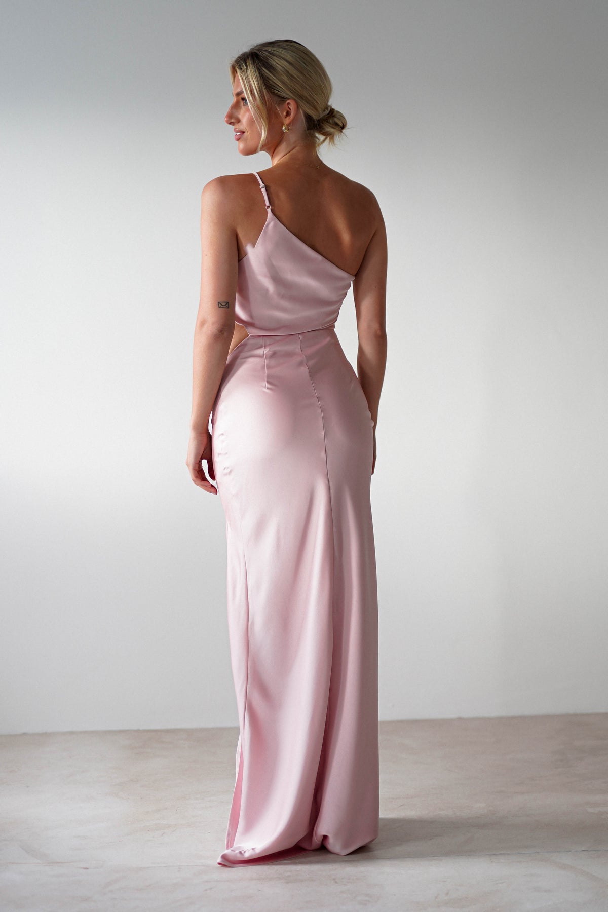 Lyra Soft Matte Satin Maxi Dress | Blush Pink-Oh Hello Clothing