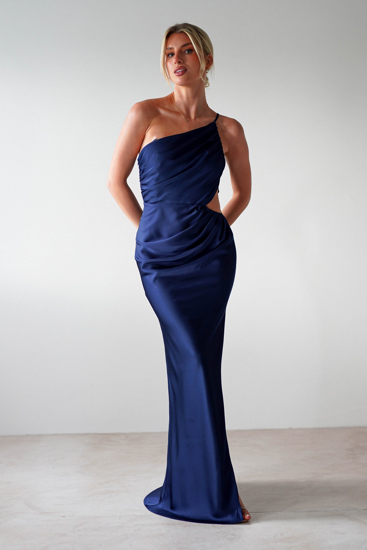 Lyra Soft Matte Satin Maxi Dress | Navy-Oh Hello Clothing