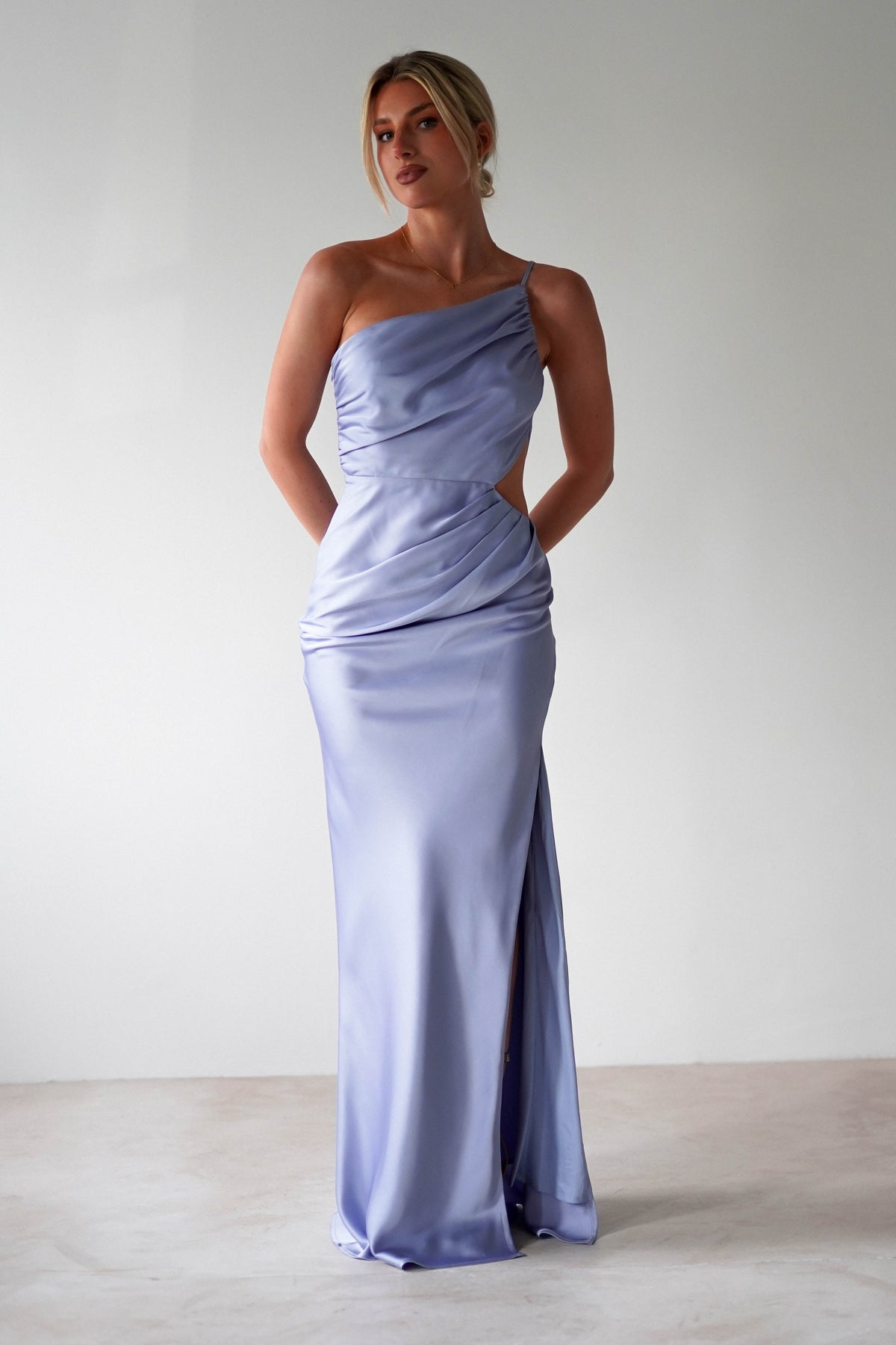 Lyra Soft Matte Satin Maxi Dress | Periwinkle Blue-Oh Hello Clothing