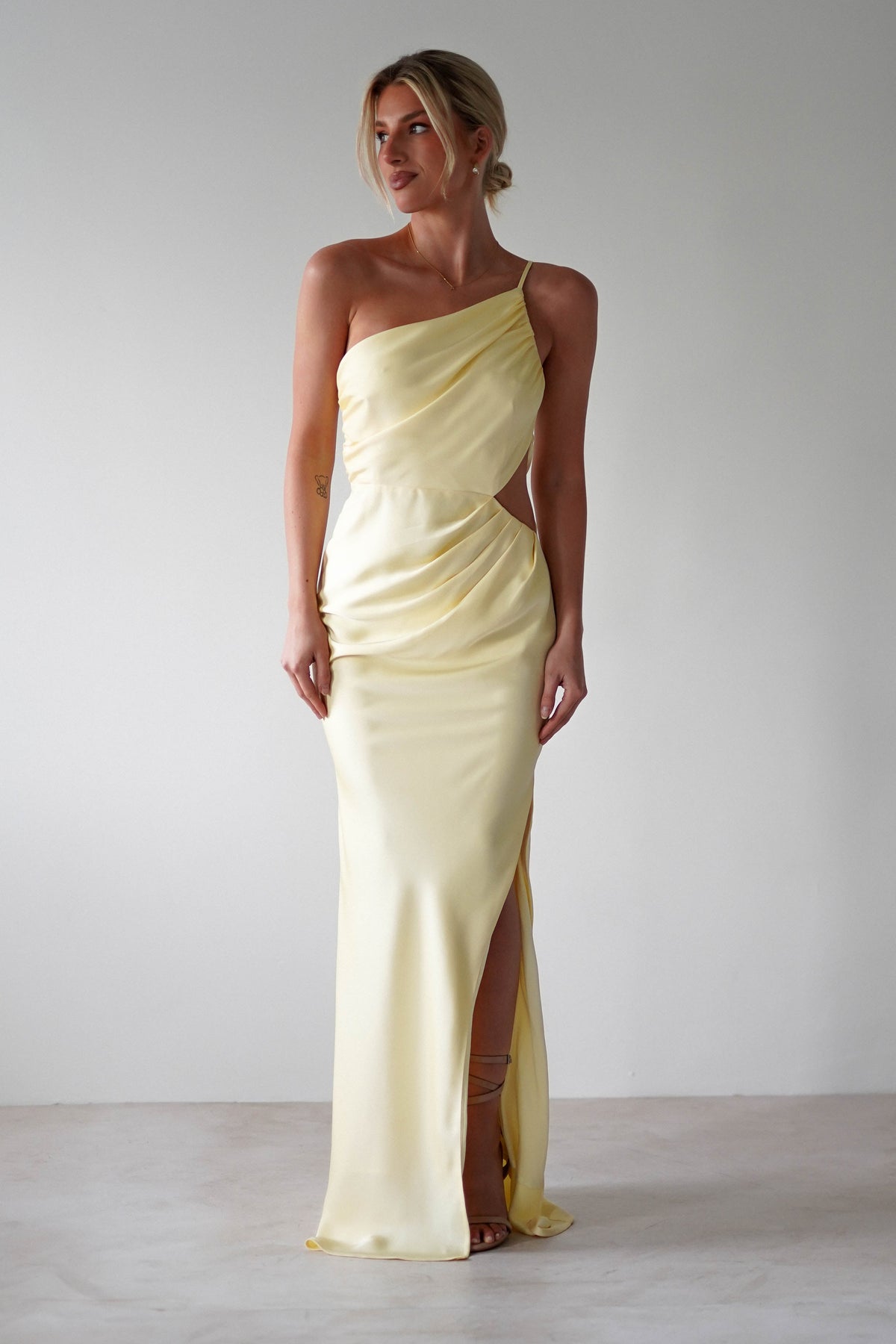 Lyra Soft Matte Satin Maxi Dress | Yellow-Oh Hello Clothing
