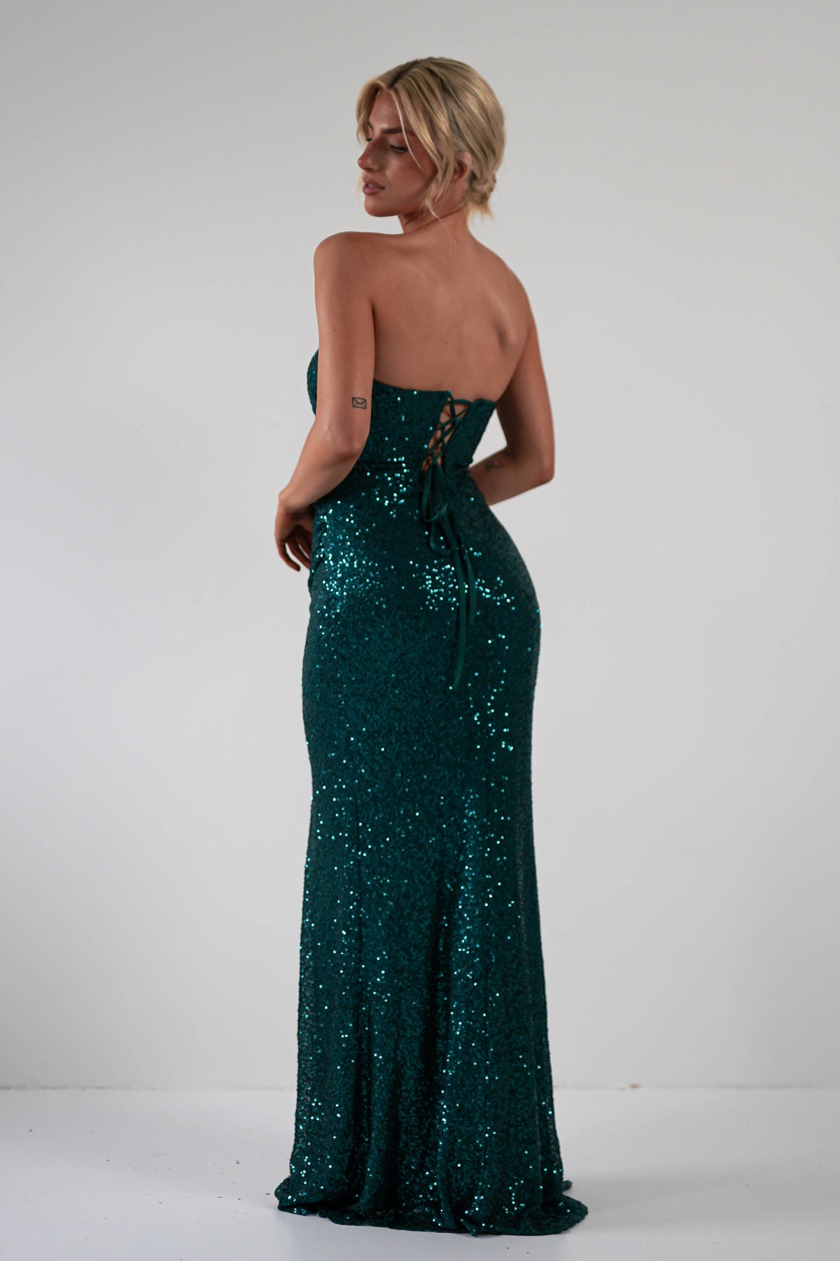Mabel Strapless Sequin Gown | Emerald Green-Oh Hello Clothing