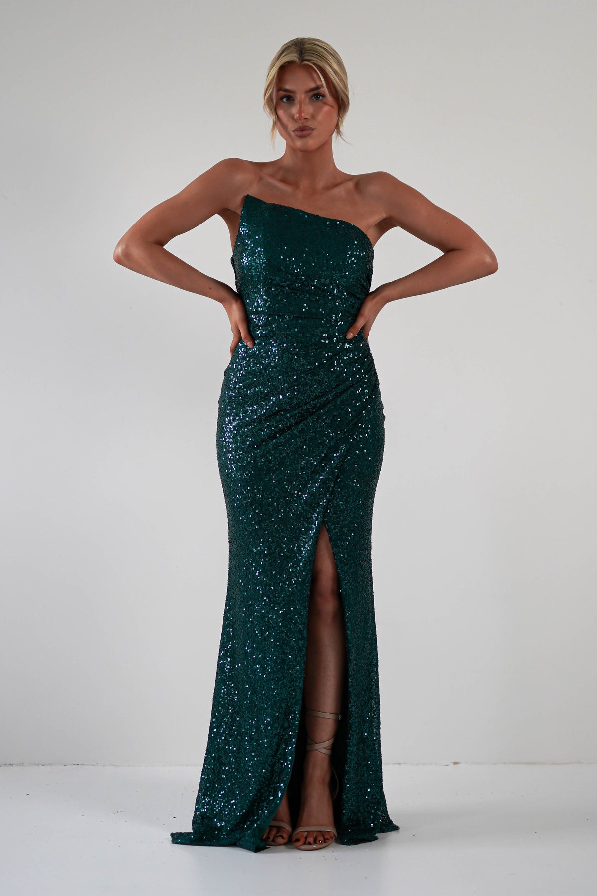 Mabel Strapless Sequin Gown | Emerald Green-Oh Hello Clothing