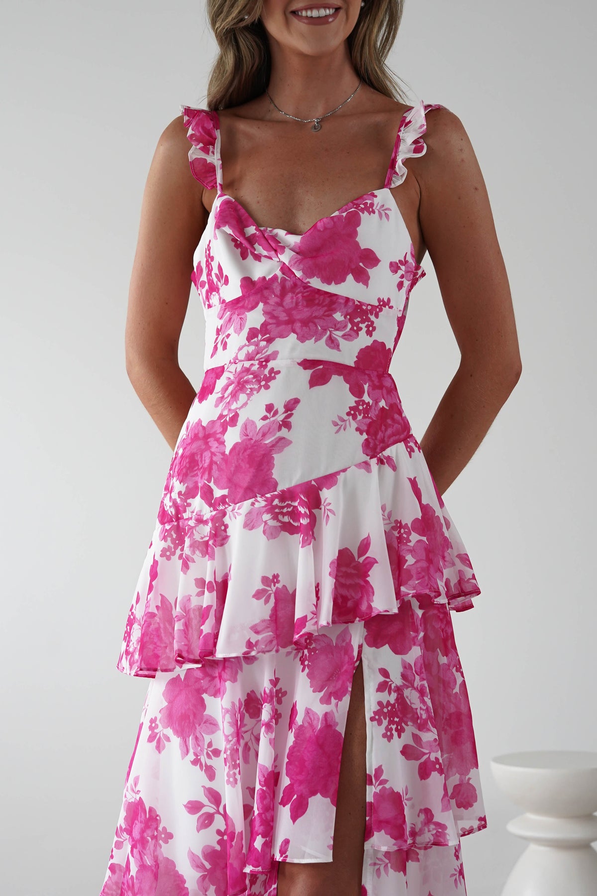 Madrid Ruffle Floral Maxi Dress | Pink-Oh Hello Clothing