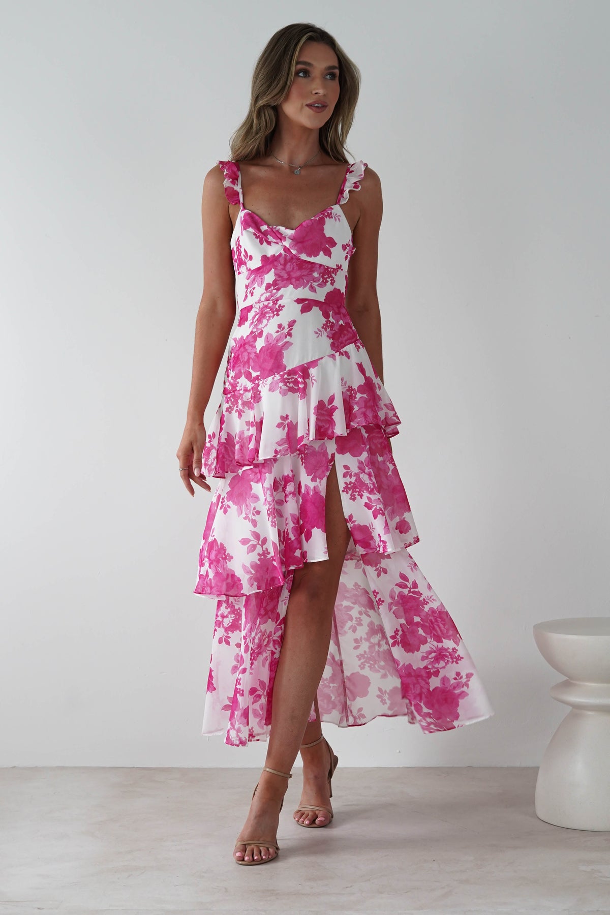 Madrid Ruffle Floral Maxi Dress | Pink-Oh Hello Clothing
