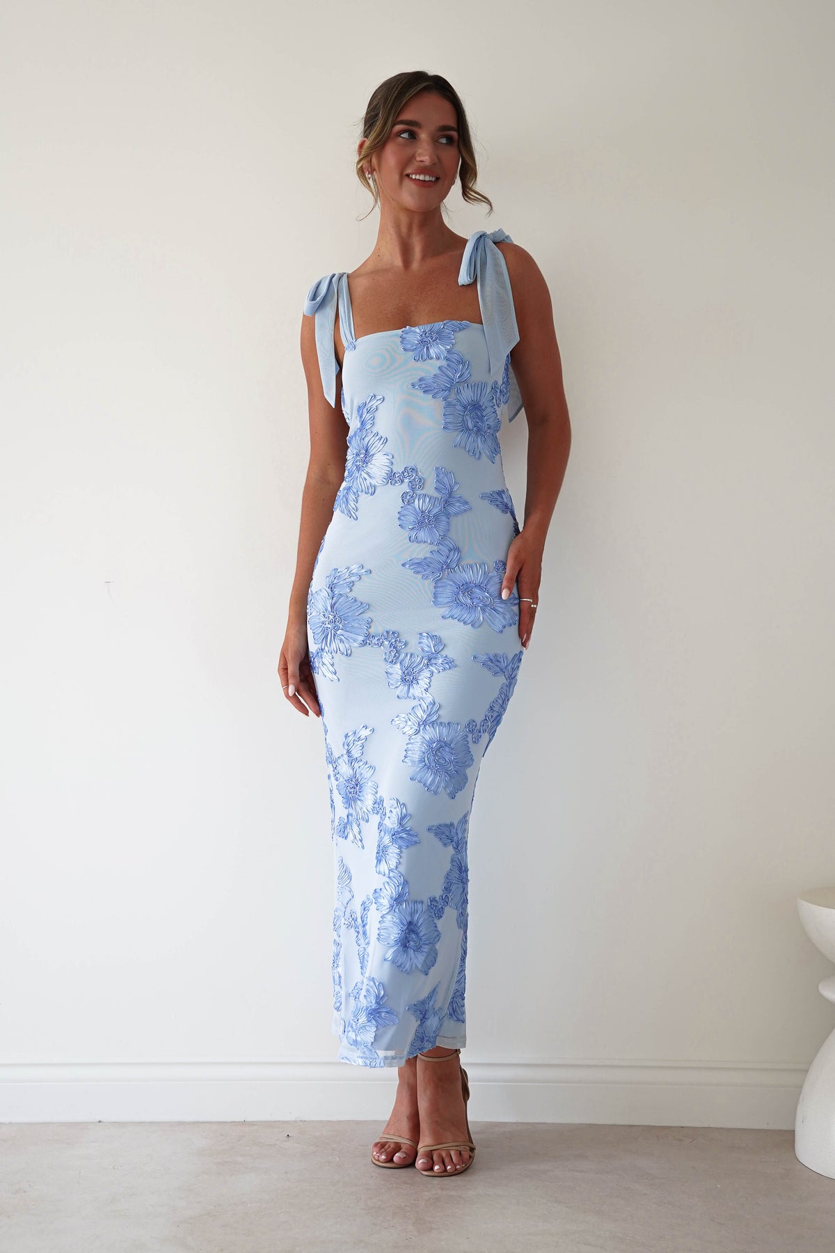 Mahalia Floral Appliqué Maxi Dress | Blue-Oh Hello Clothing