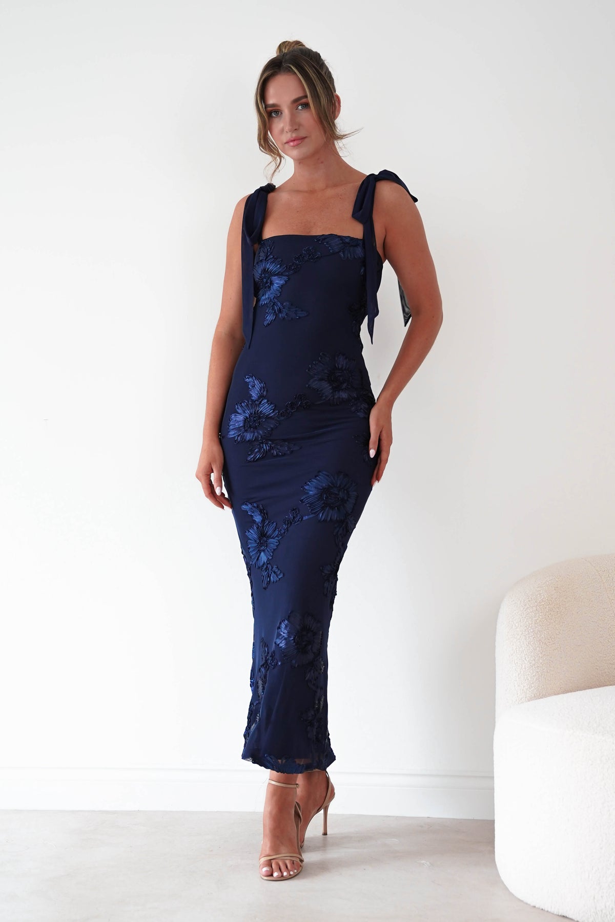 Mahalia Floral Appliqué Maxi Dress | Navy-Oh Hello Clothing