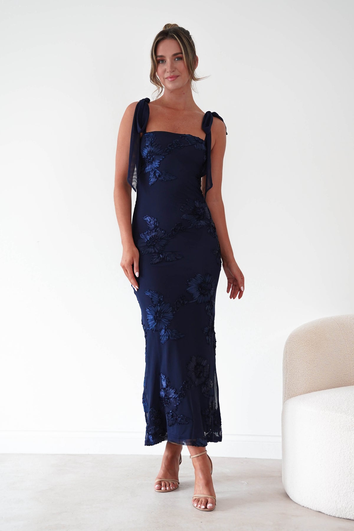 Mahalia Floral Appliqué Maxi Dress | Navy-Oh Hello Clothing
