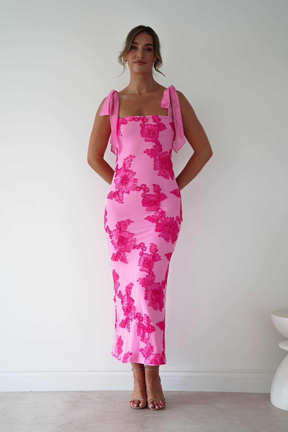 Mahalia Floral Appliqué Maxi Dress | Pink-Oh Hello Clothing