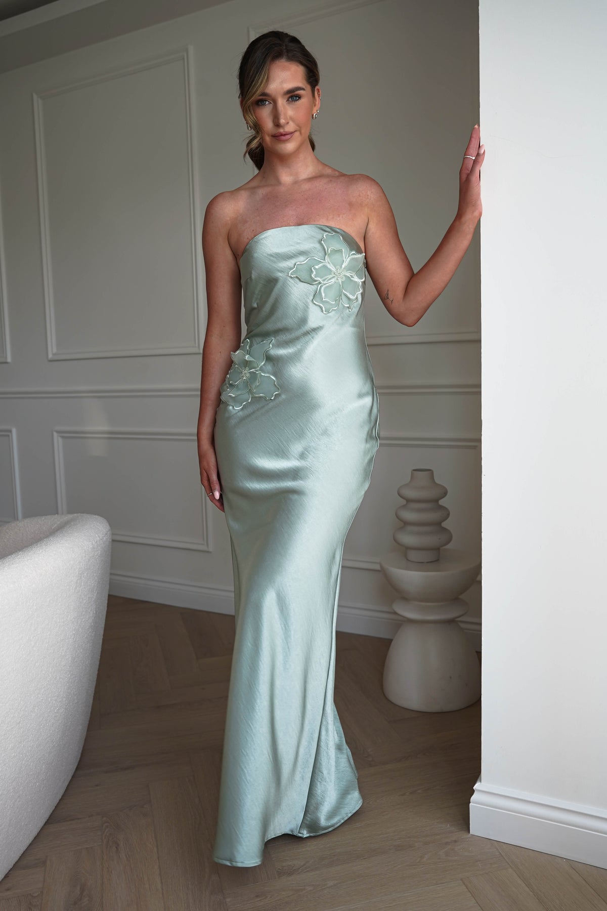 Majella Soft Stain Floral Appliqué Maxi Dress | Sage-Oh Hello Clothing