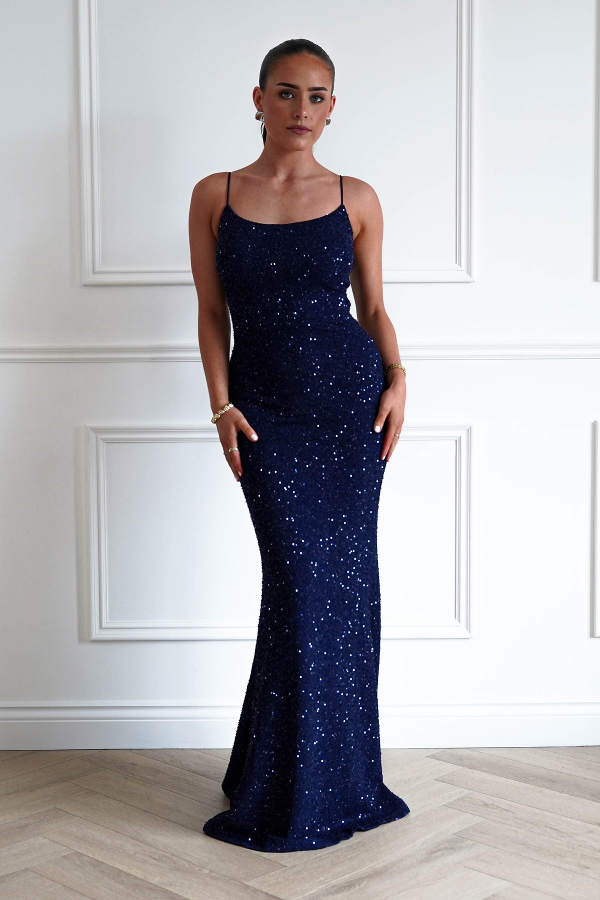 Maria Sequin Bodycon Maxi Gown | Navy-Oh Hello Clothing