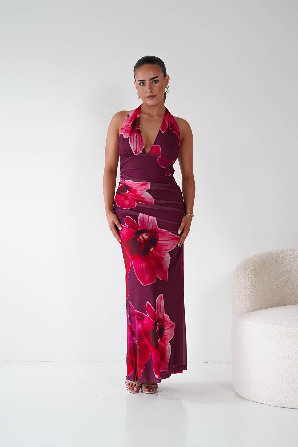 Marloe Floral Tie-Back Ruched Maxi Dress | Wine-Oh Hello Clothing