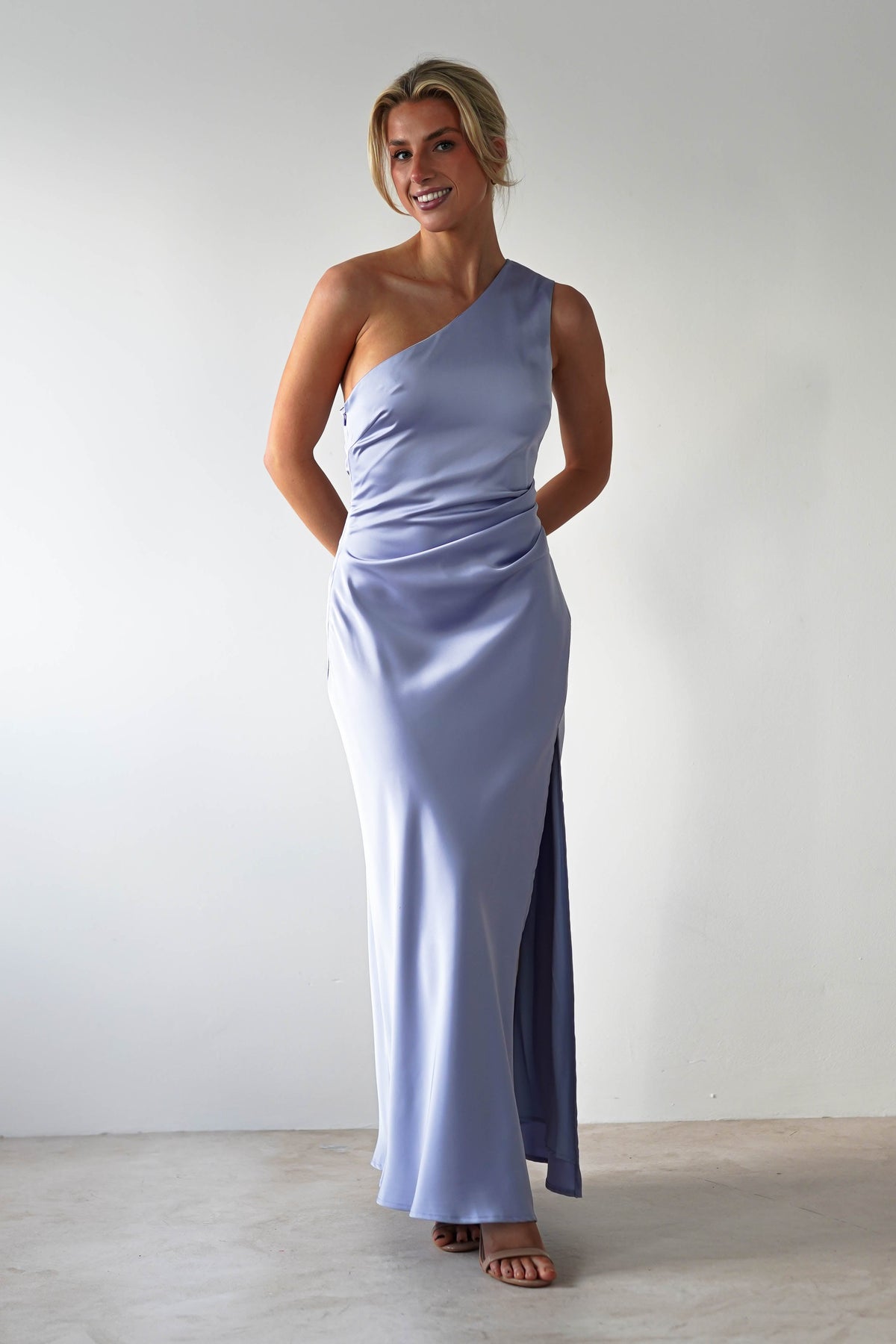 Meera Soft Matte Satin Midaxi Dress | Periwinkle Blue-Oh Hello Clothing