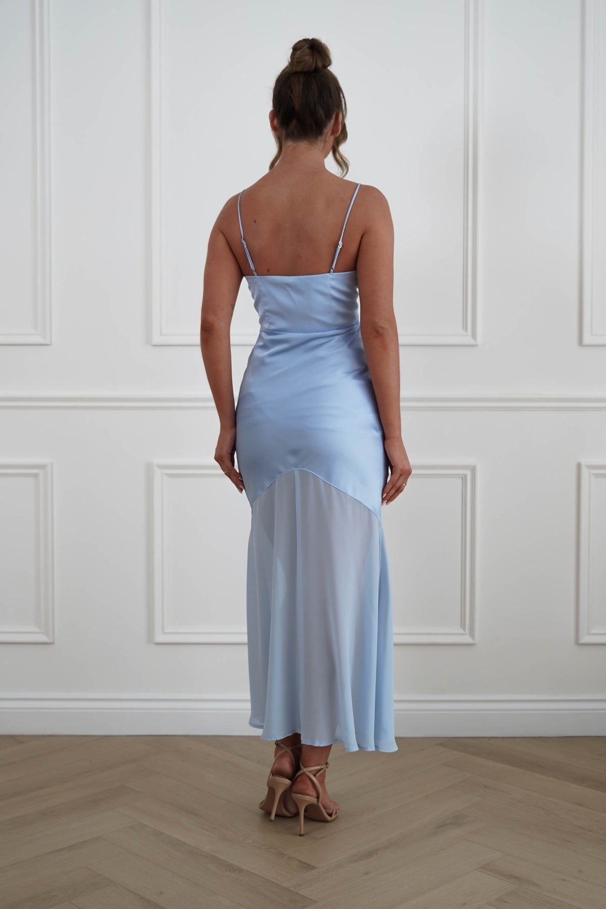 Mia Soft Satin Chiffon Maxi Dress | Blue-Oh Hello Clothing