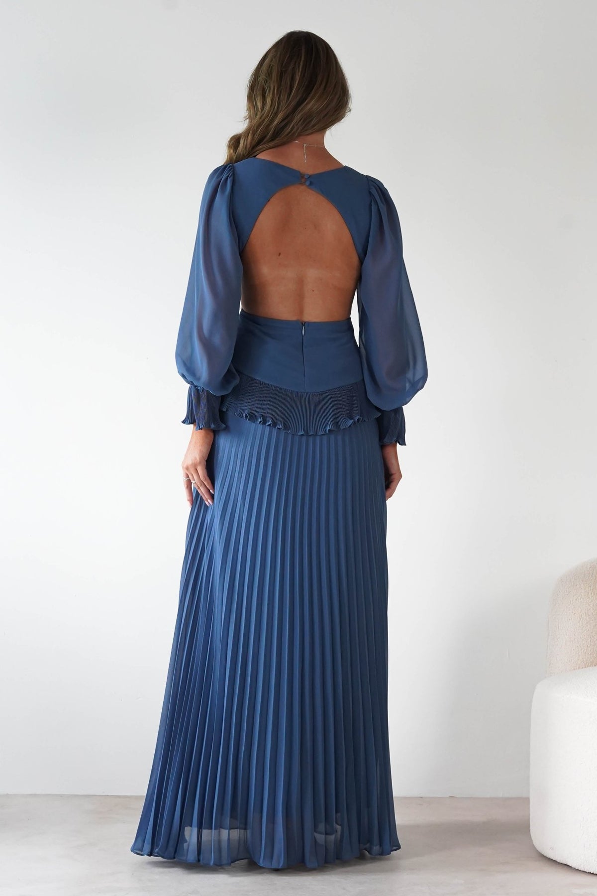 Middleton Pleated Maxi Dress | Slate Blue-Oh Hello Clothing