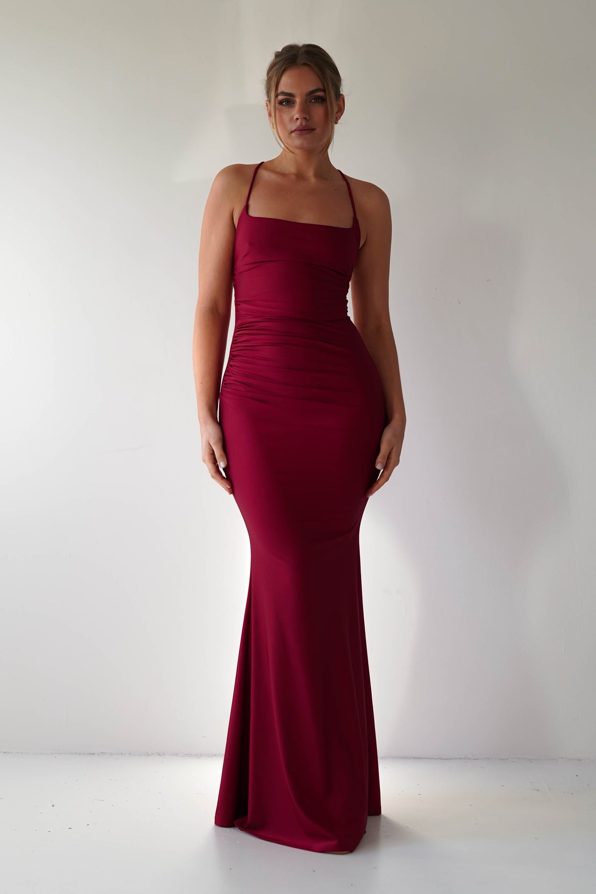 Monette Bodycon Maxi Gown | Burgundy-Oh Hello Clothing