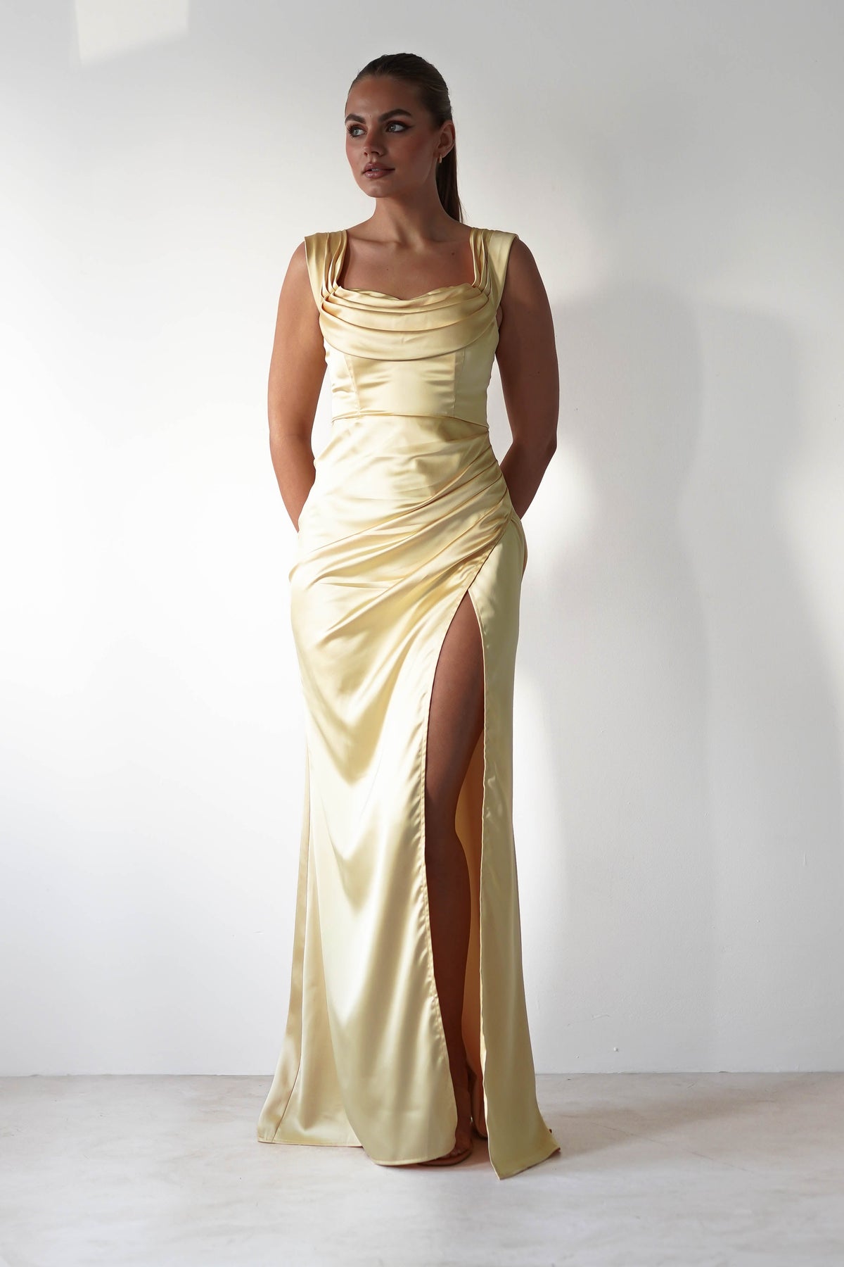 Monica Off The Shoulder Gown | Yellow-Oh Hello Clothing