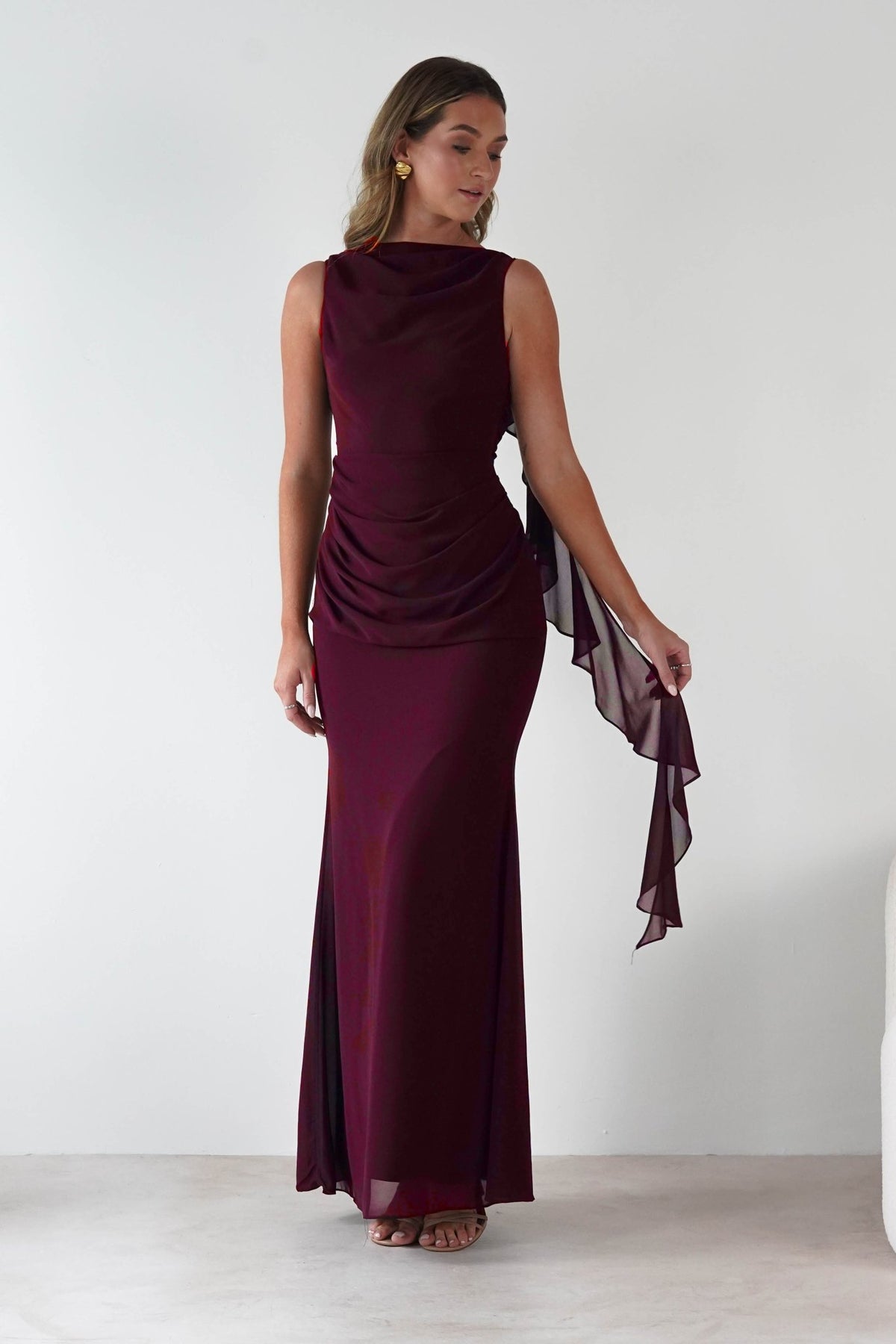 Montana Chiffon Maxi Dress | Berry Wine-Oh Hello Clothing