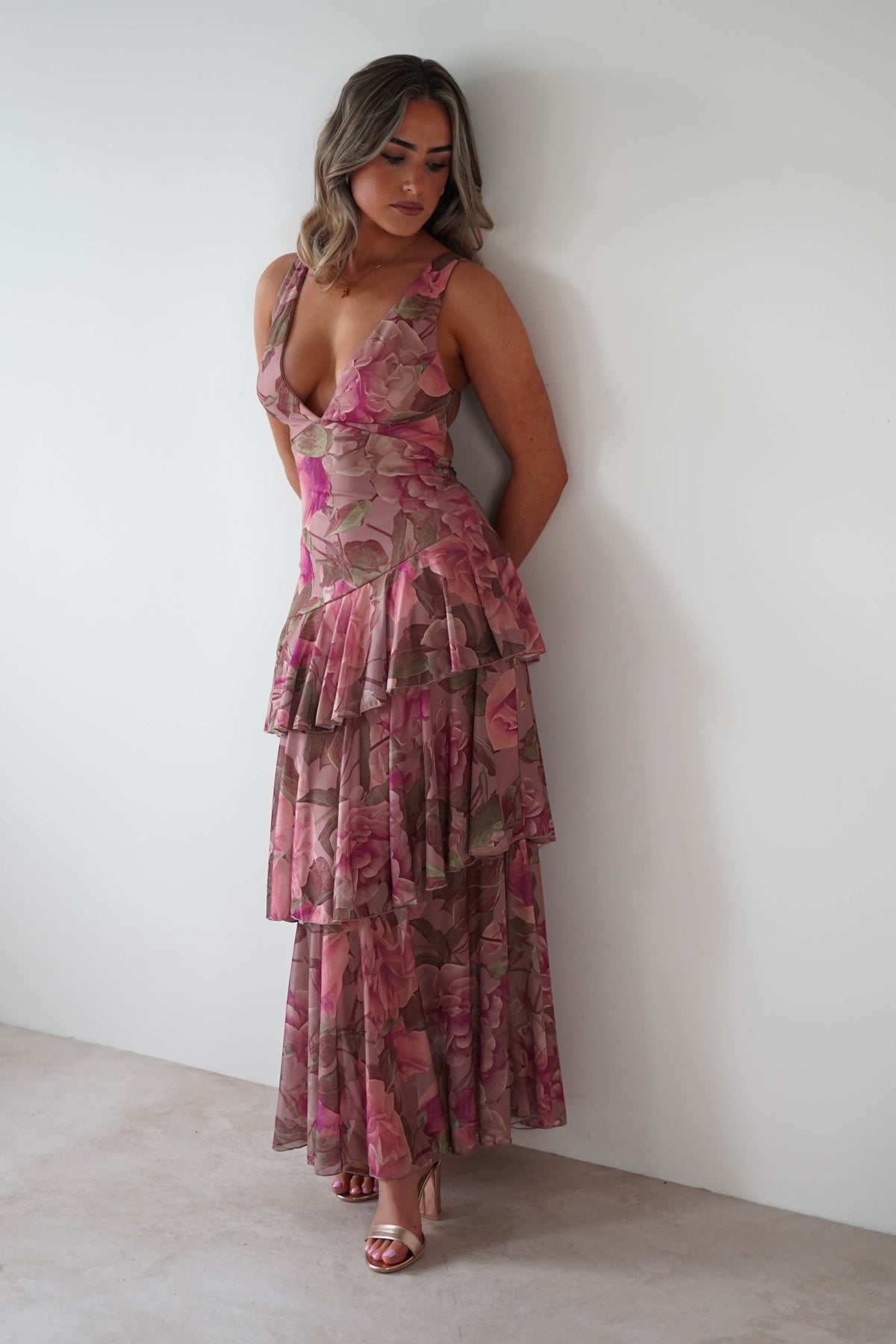 Morgana Floral Ruffle Maxi Dress | Mixed Print-Oh Hello Clothing
