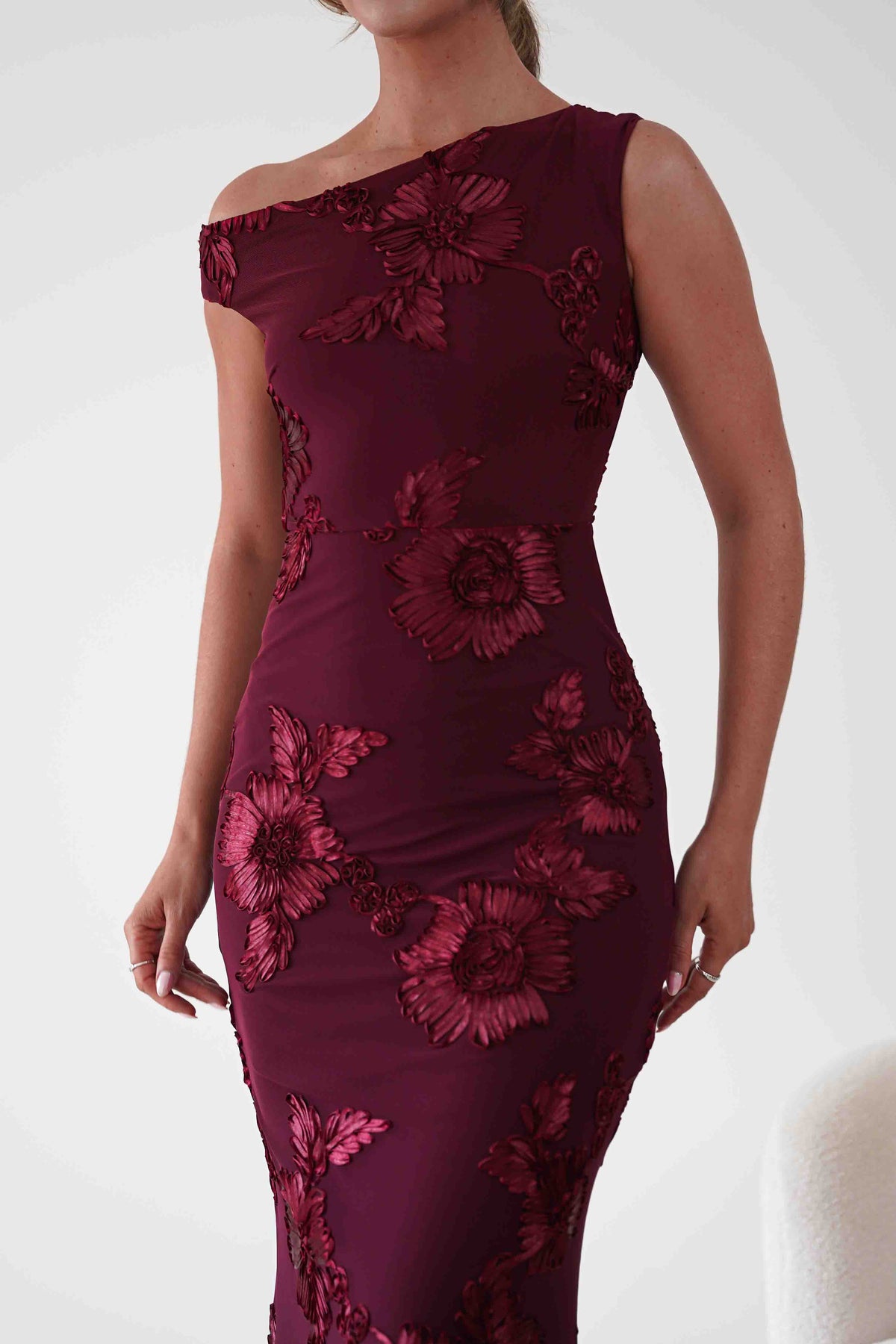 Muse Floral Appliqué Cowl Neck Maxi Dress | Wine-Oh Hello Clothing