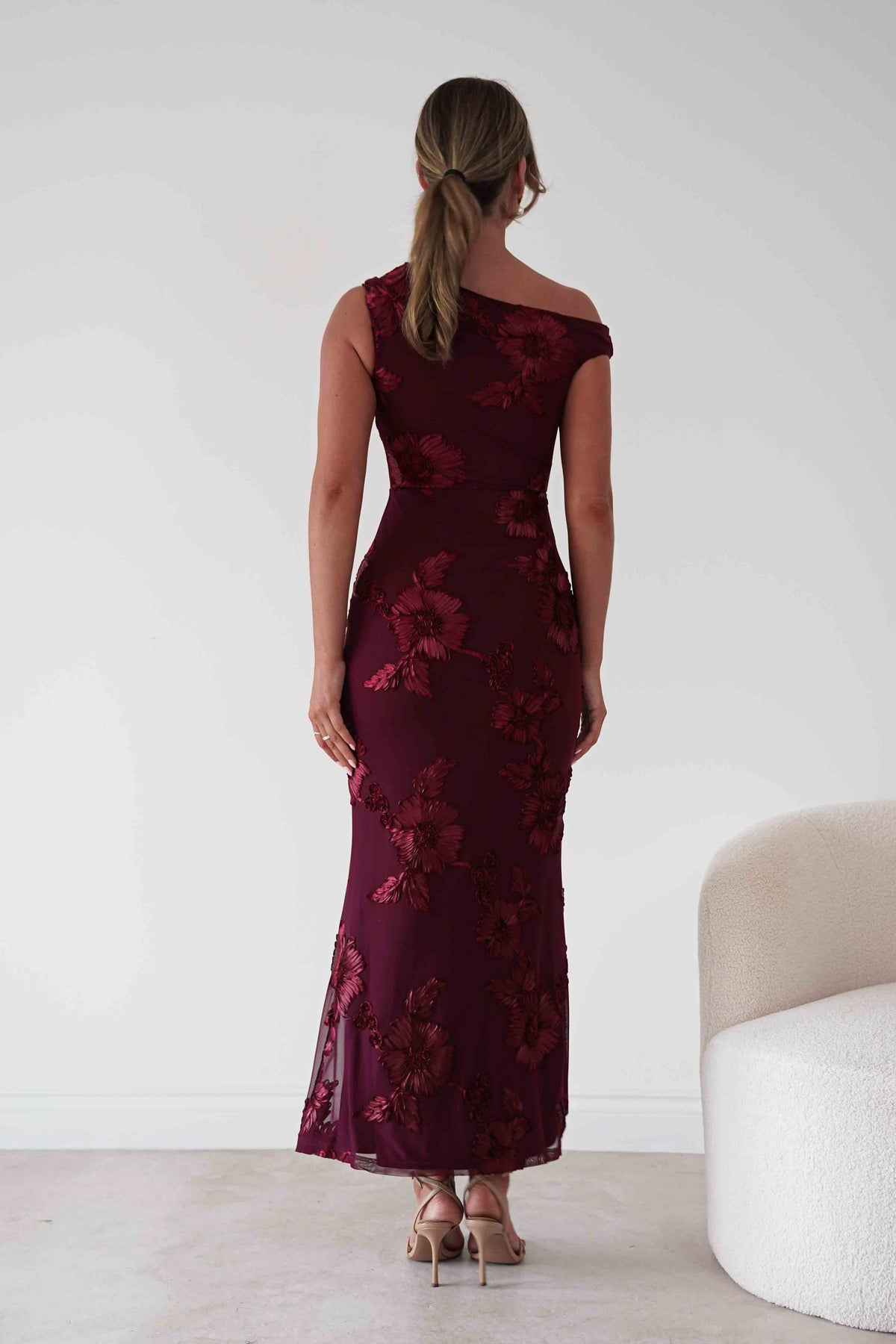 Muse Floral Appliqué Cowl Neck Maxi Dress | Wine-Oh Hello Clothing