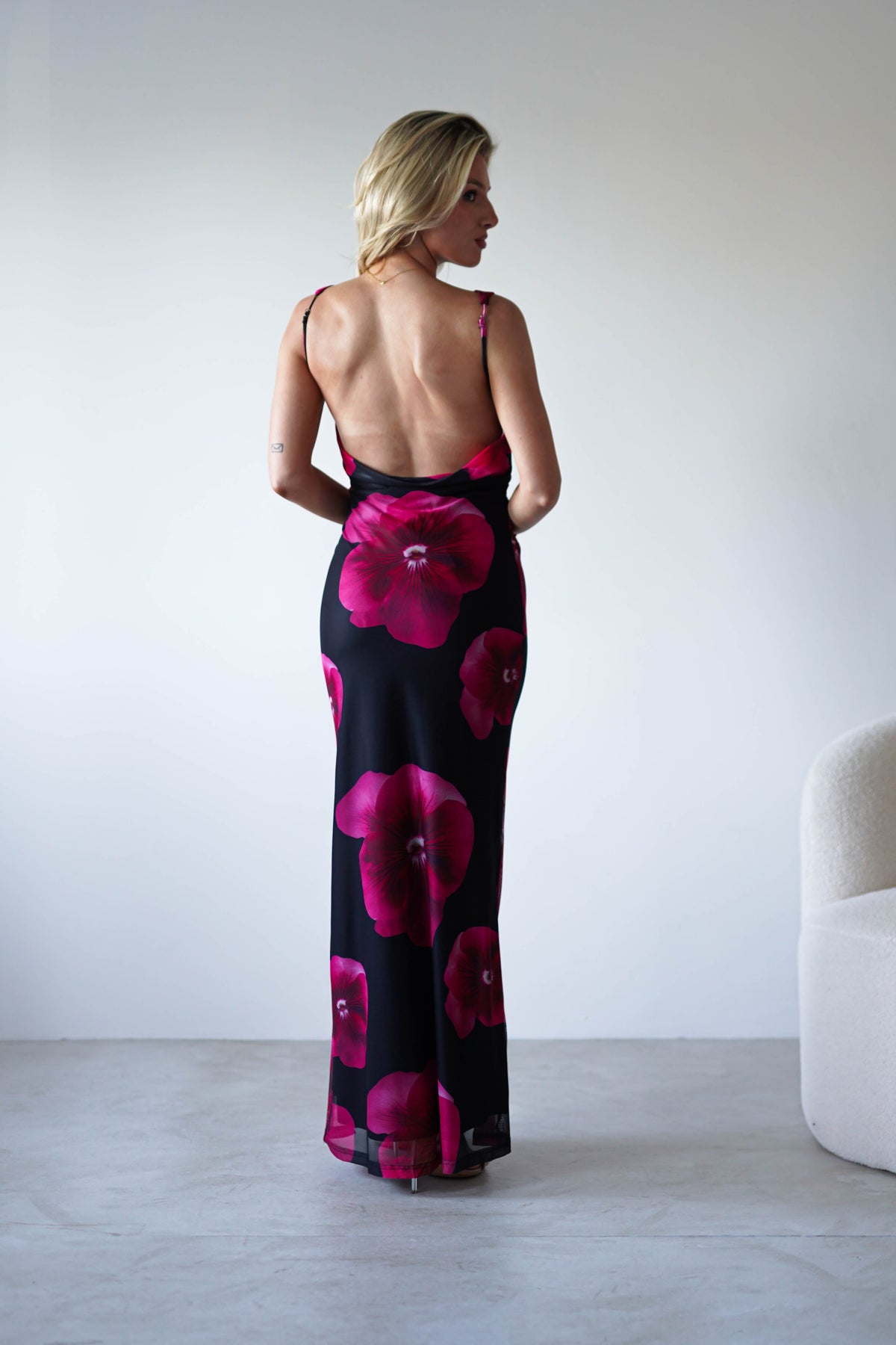 Nakita Mesh Floral Print Maxi Dress | Black-Oh Hello Clothing