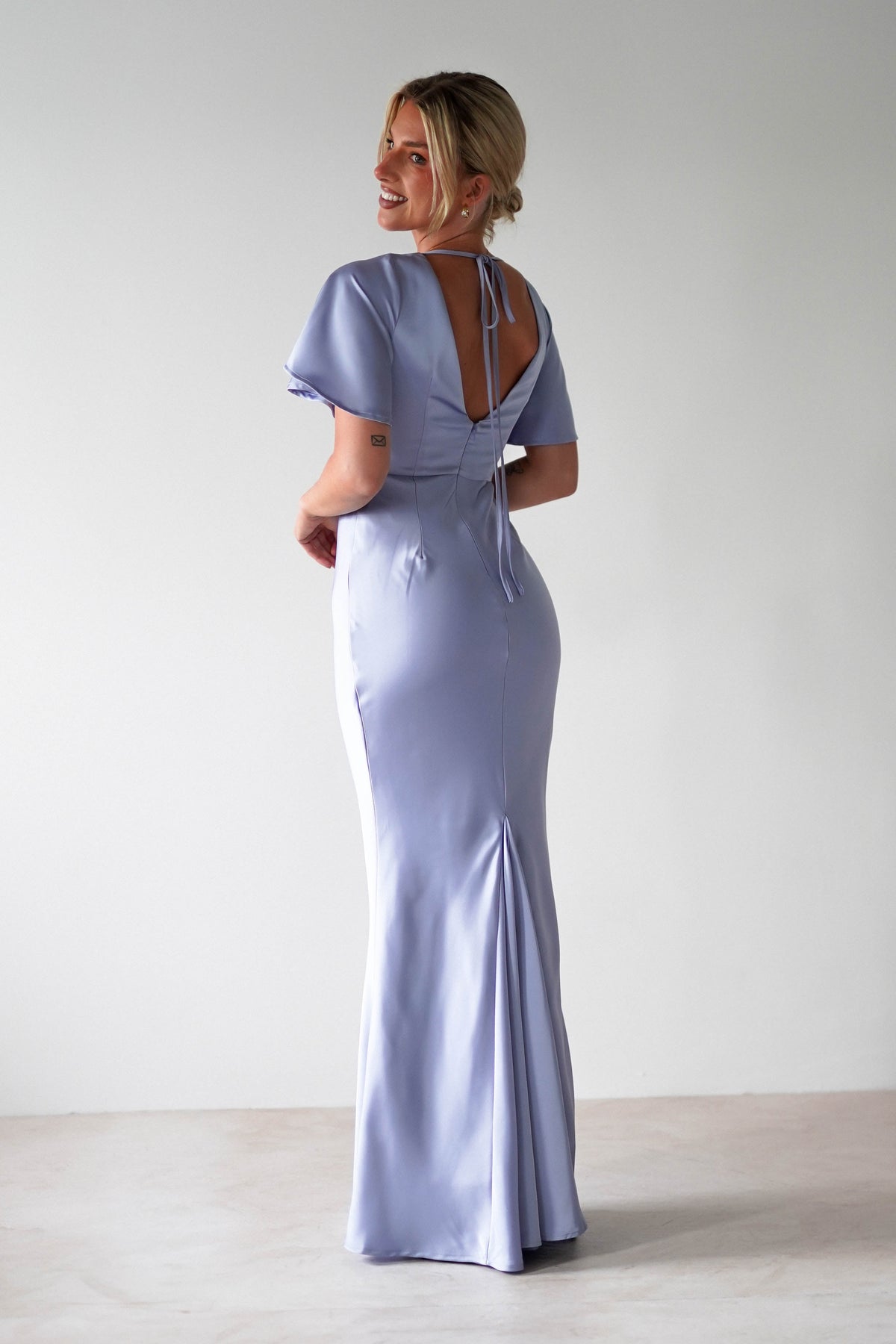Olivia Soft Matte Satin Maxi Dress | Periwinkle Blue-Oh Hello Clothing
