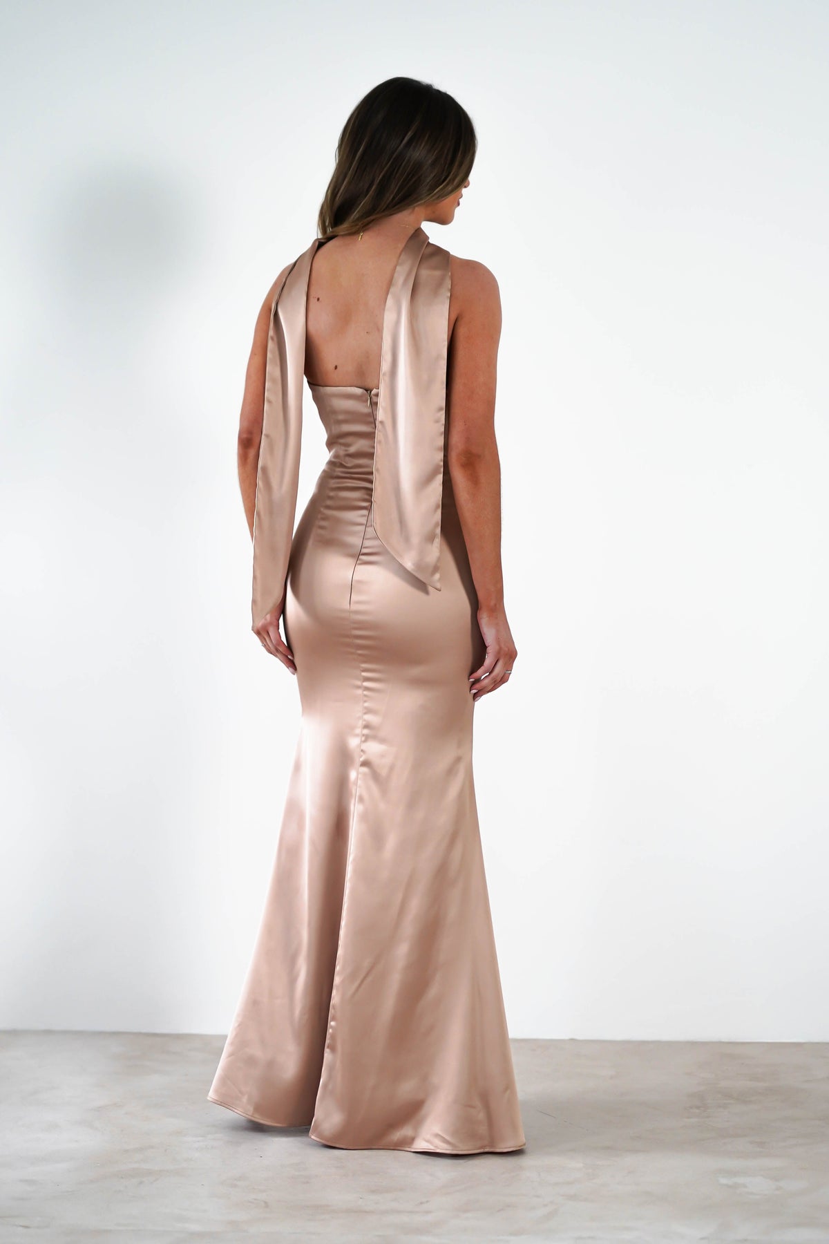 Orellia Satin Strapless Maxi Dress | Gold-Oh Hello Clothing