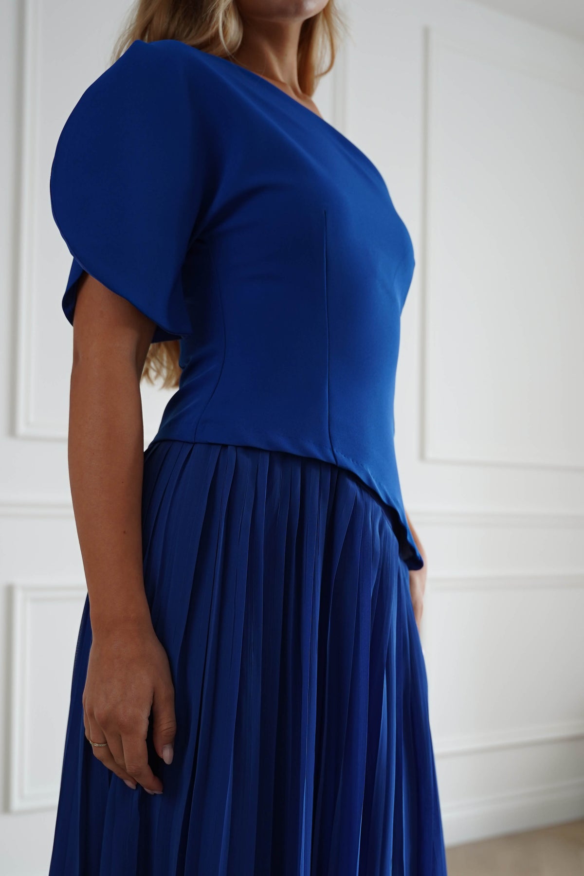 Orla One Shoulder Pleated Maxi Dress | Royal Blue-Oh Hello Clothing