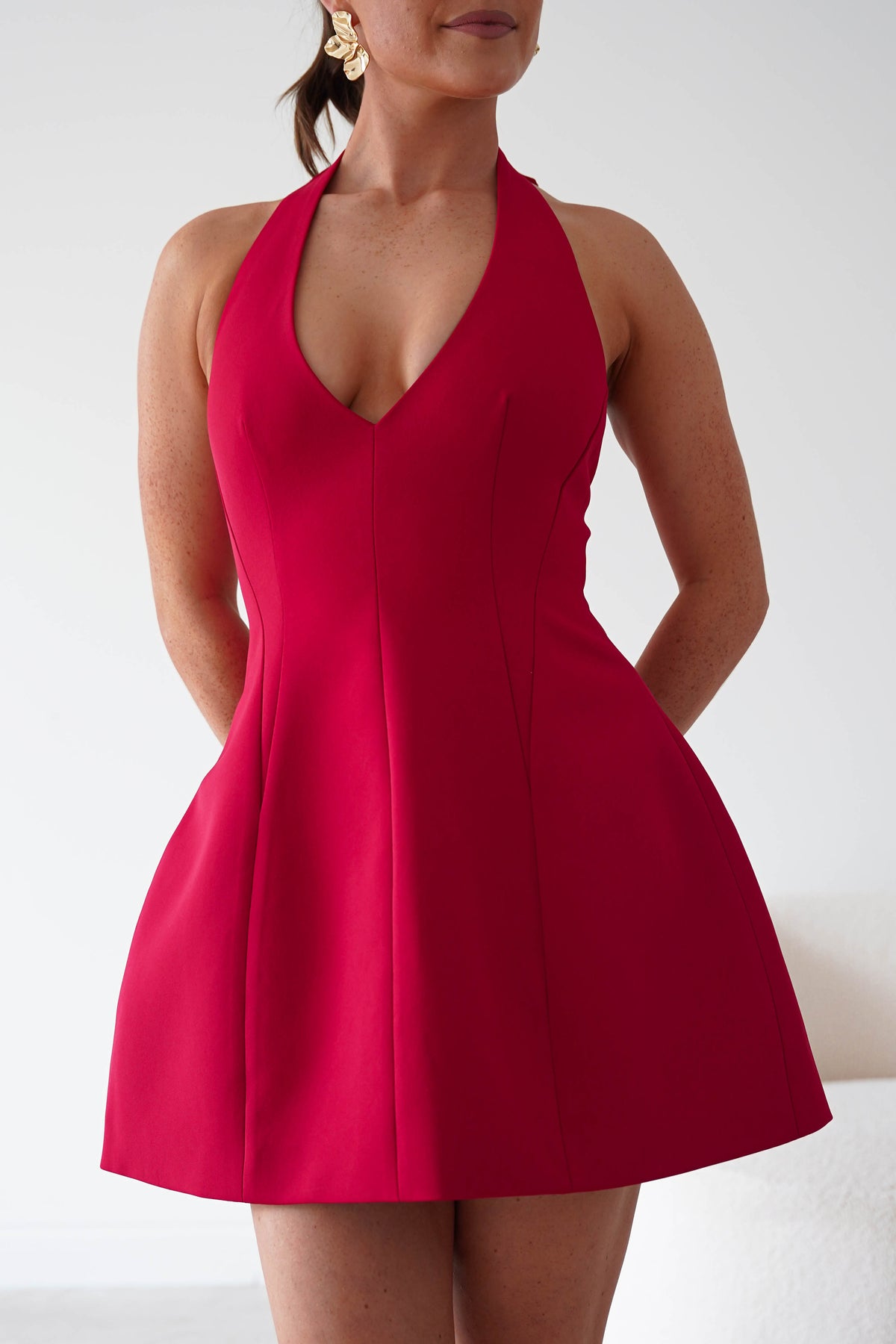 Pandora Structured Mini Dress | Red-Oh Hello Clothing
