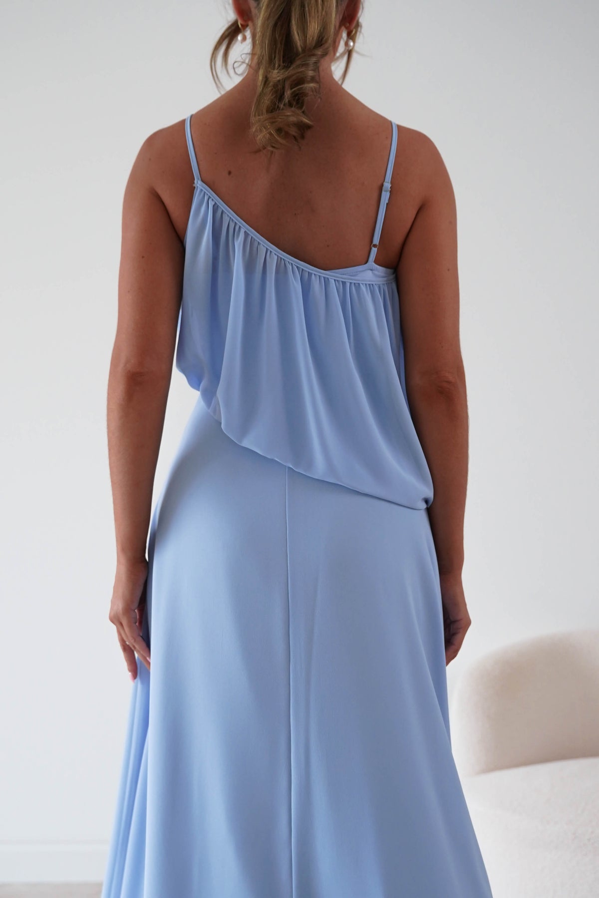 Paros Asymmetric Chiffon Maxi Dress | Blue-Oh Hello Clothing
