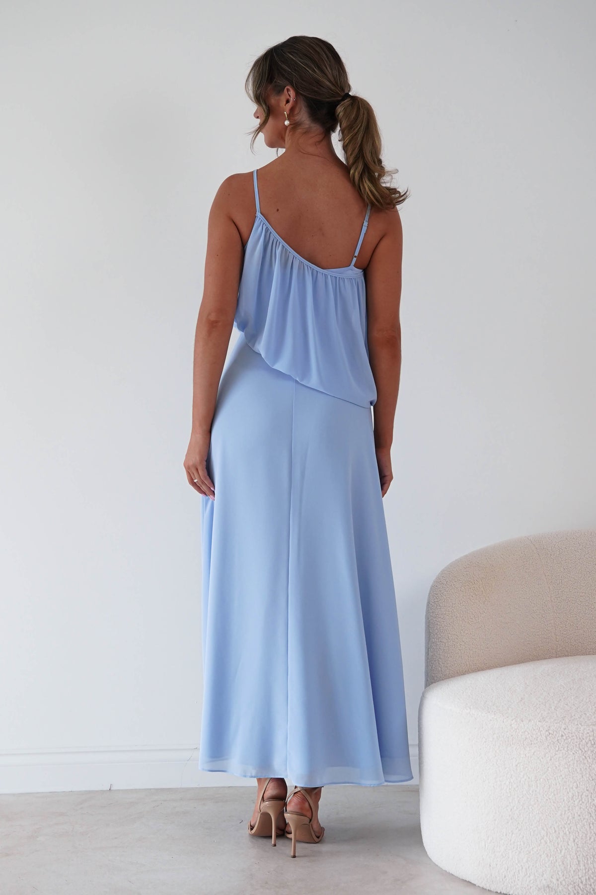 Paros Asymmetric Chiffon Maxi Dress | Blue-Oh Hello Clothing
