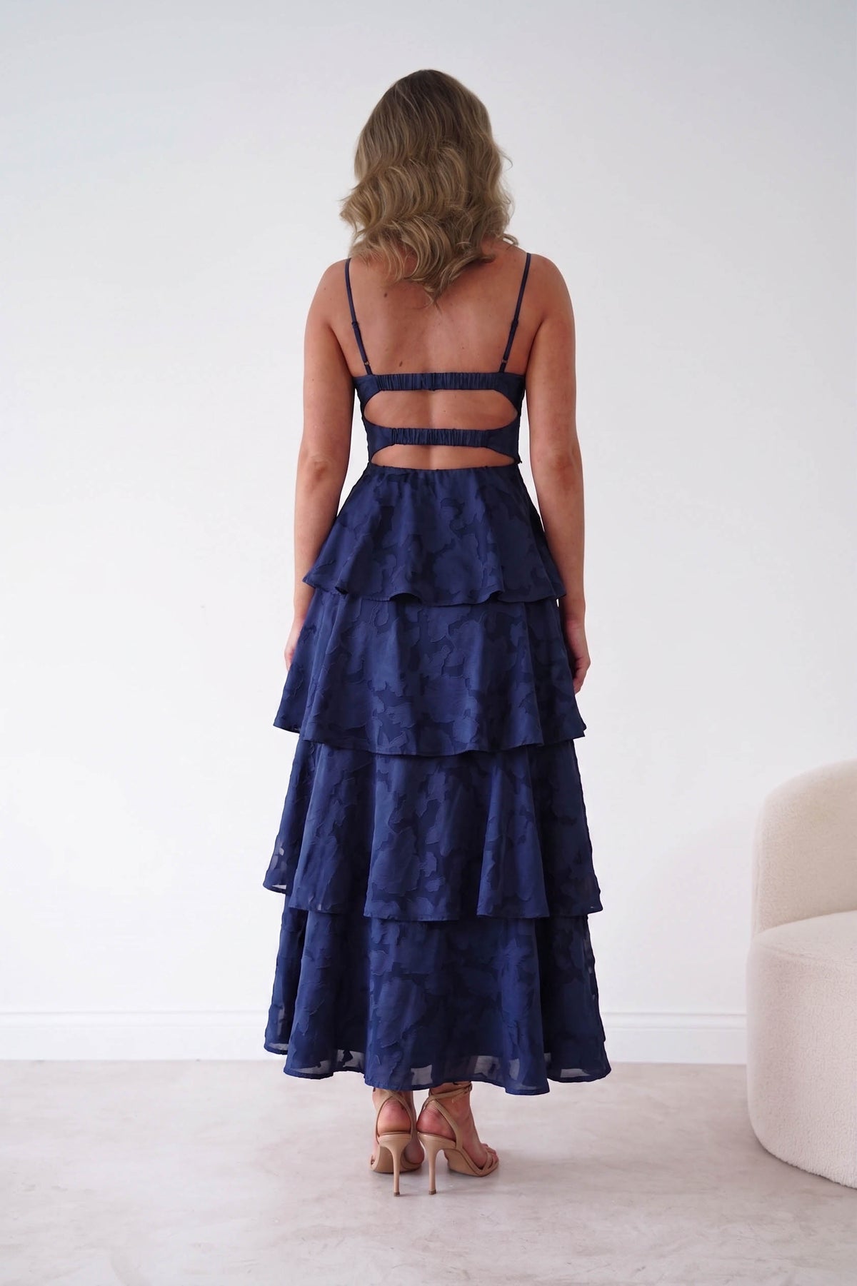 Patsy Floral Jacquard Tiered Maxi Dress | Navy-Oh Hello Clothing
