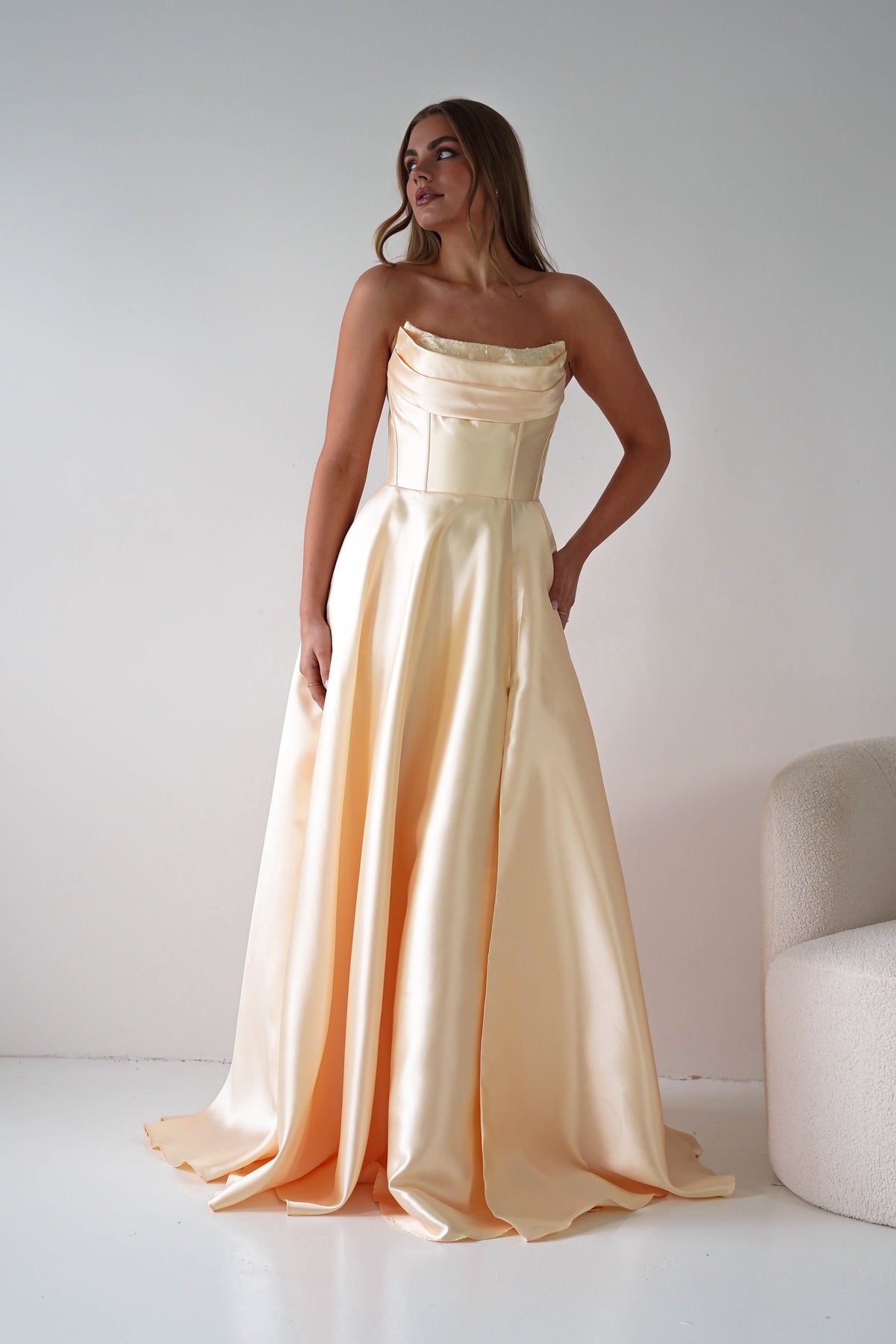 Pepper Strapless A-Line Maxi Gown | Yellow-Oh Hello Clothing