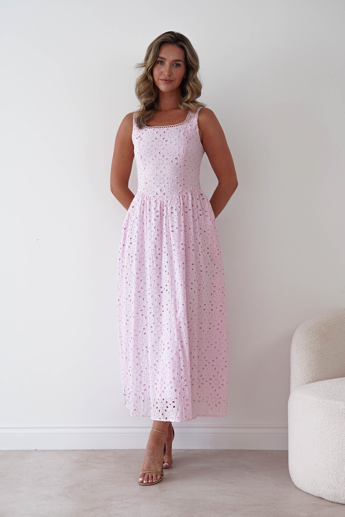 Petal Skater Cotton Maxi Dress | Pink-Oh Hello Clothing
