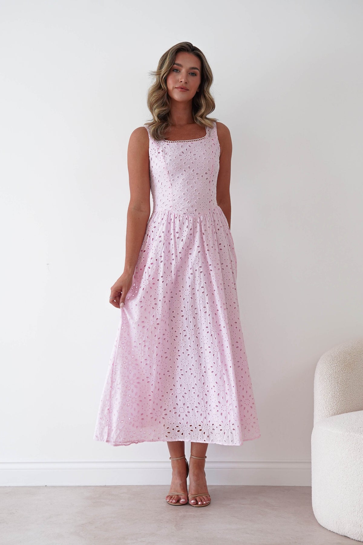 Petal Skater Cotton Maxi Dress | Pink-Oh Hello Clothing