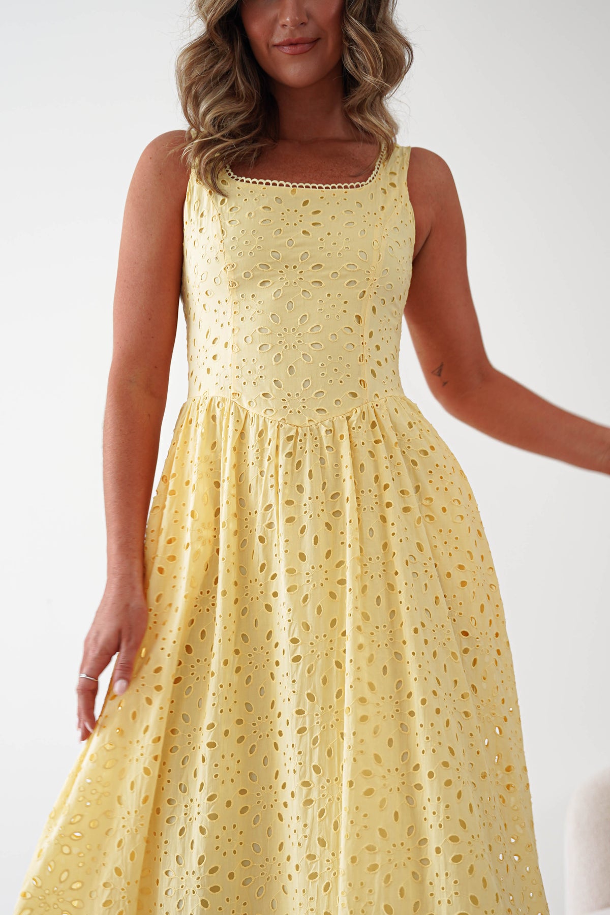 Petal Skater Cotton Maxi Dress | Yellow-Oh Hello Clothing