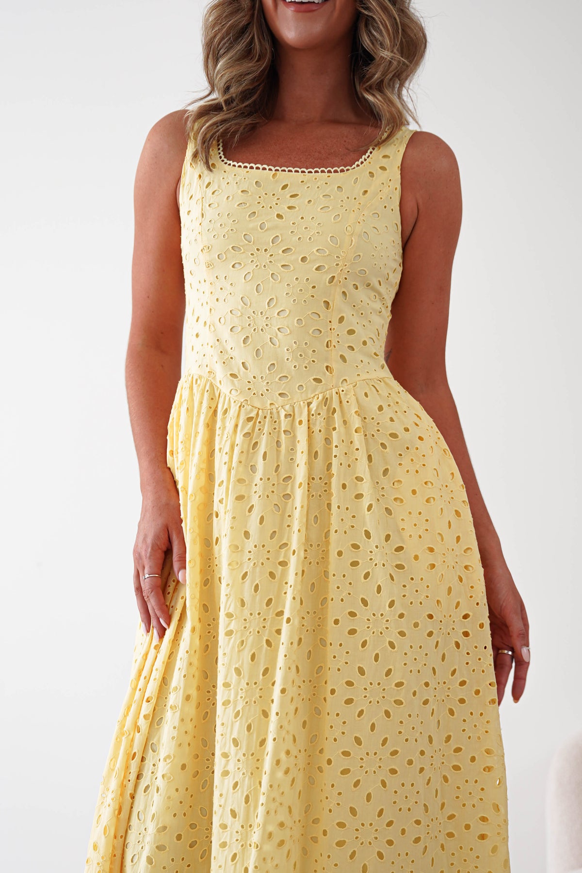 Petal Skater Cotton Maxi Dress | Yellow-Oh Hello Clothing